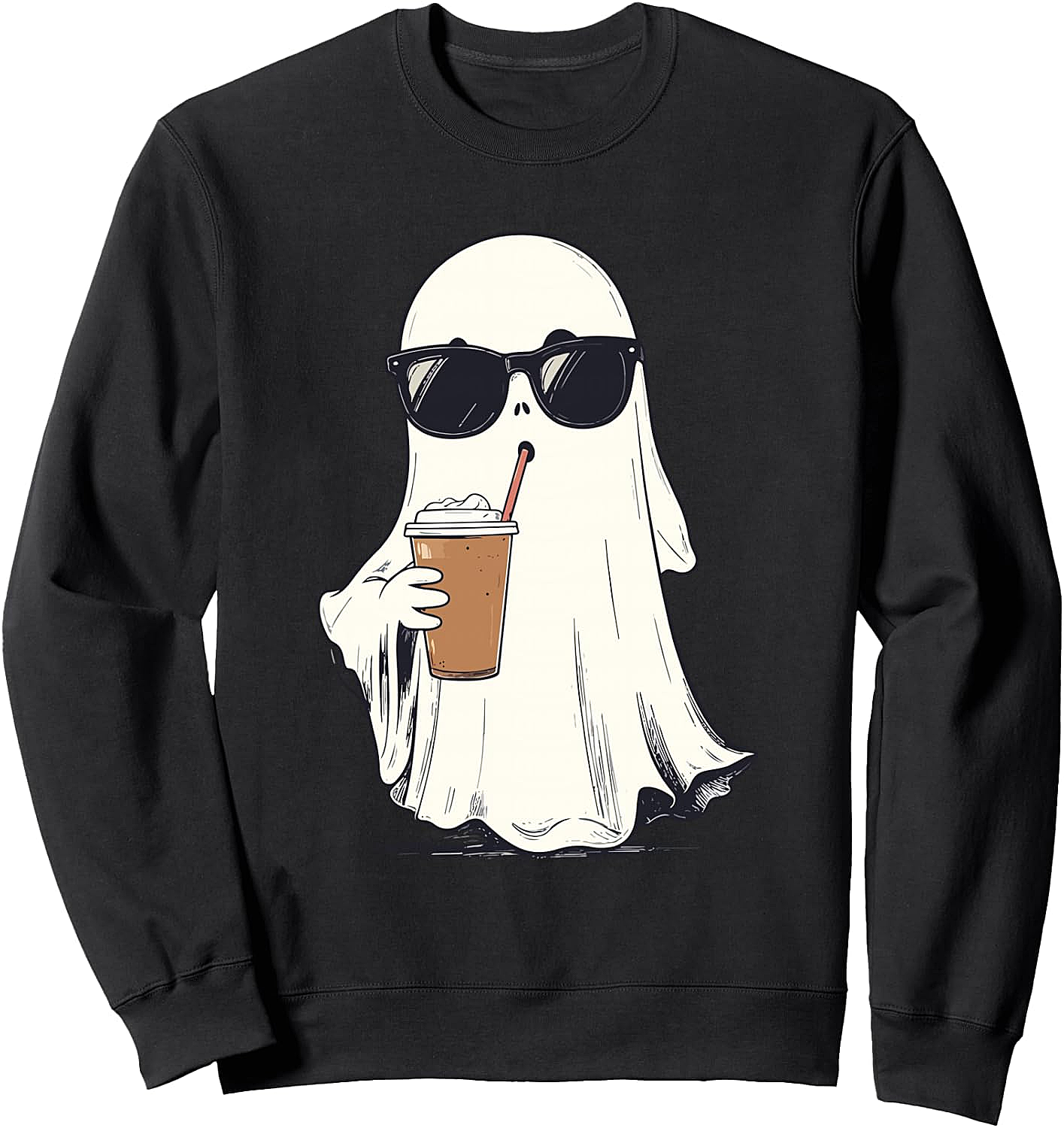 Funny Hipster Ghost Iced Coffee Halloween Sweatshirt
