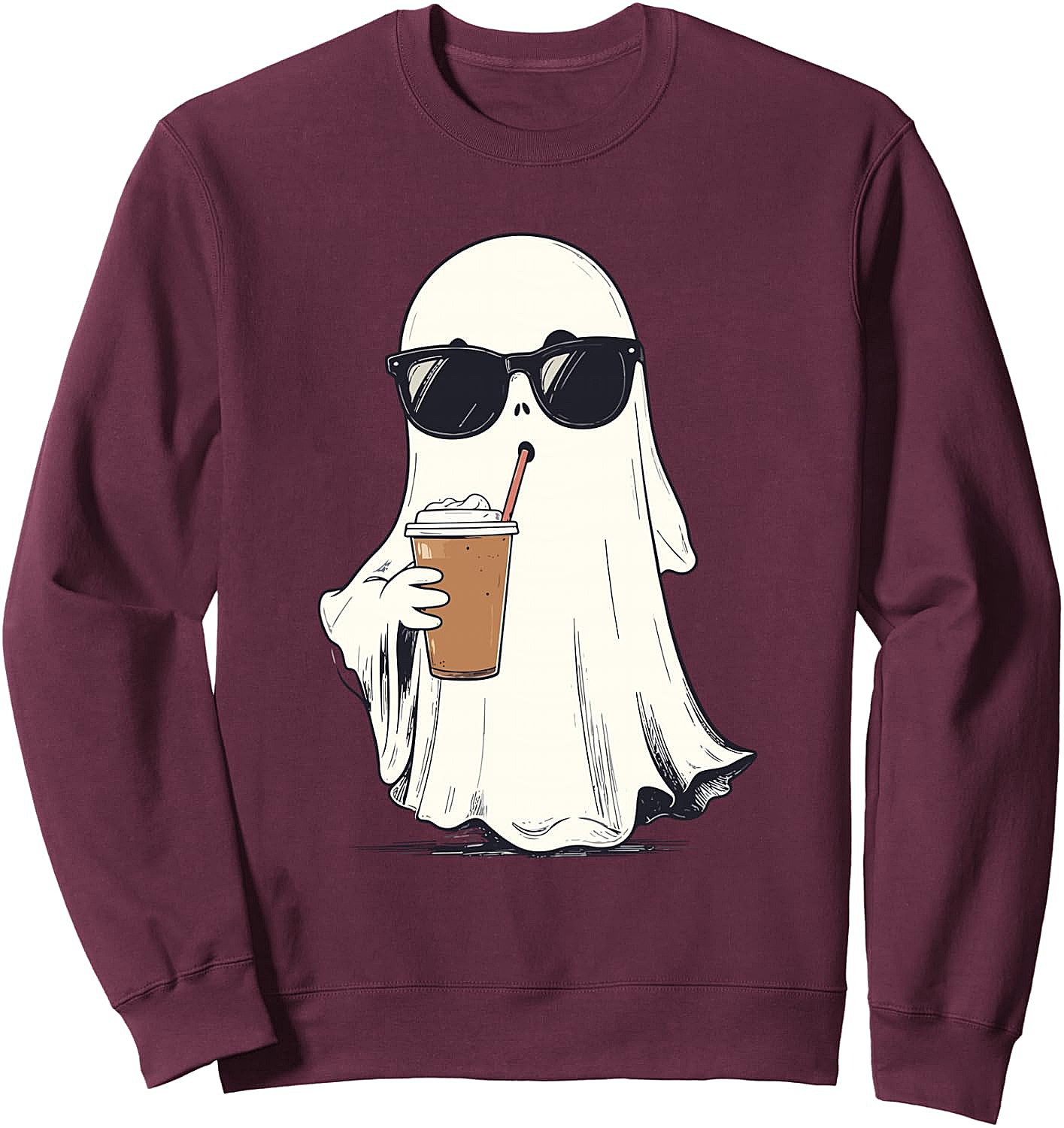 Funny Hipster Ghost Iced Coffee Halloween Sweatshirt
