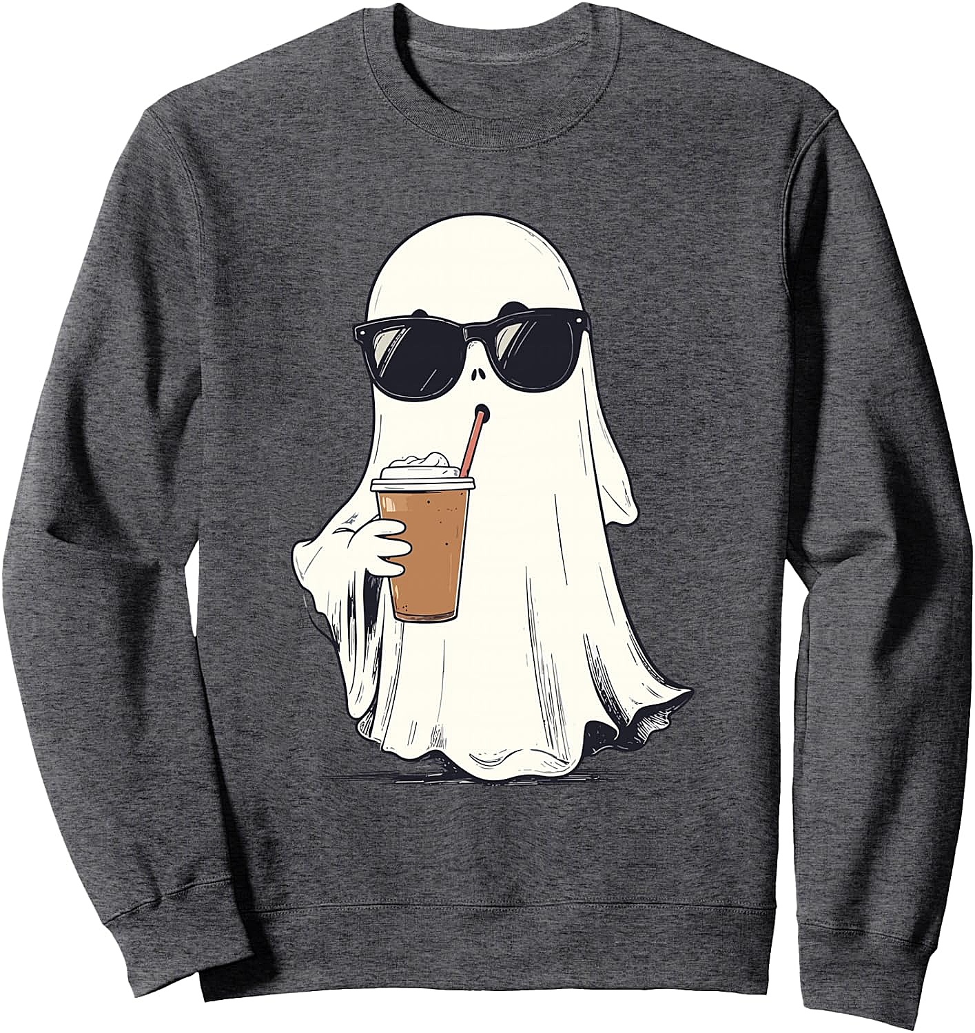 Funny Hipster Ghost Iced Coffee Halloween Sweatshirt