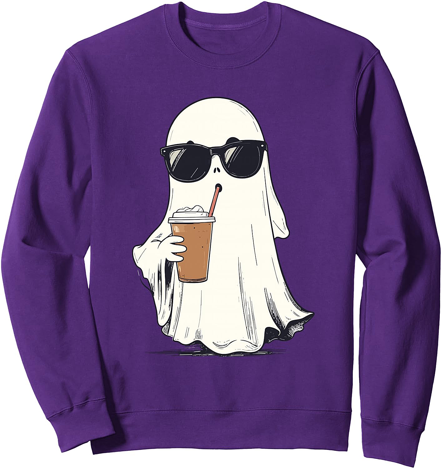 Funny Hipster Ghost Iced Coffee Halloween Sweatshirt