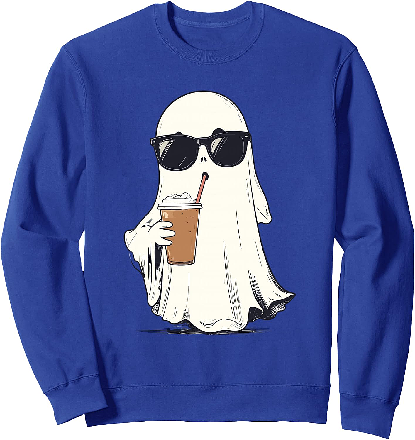 Funny Hipster Ghost Iced Coffee Halloween Sweatshirt