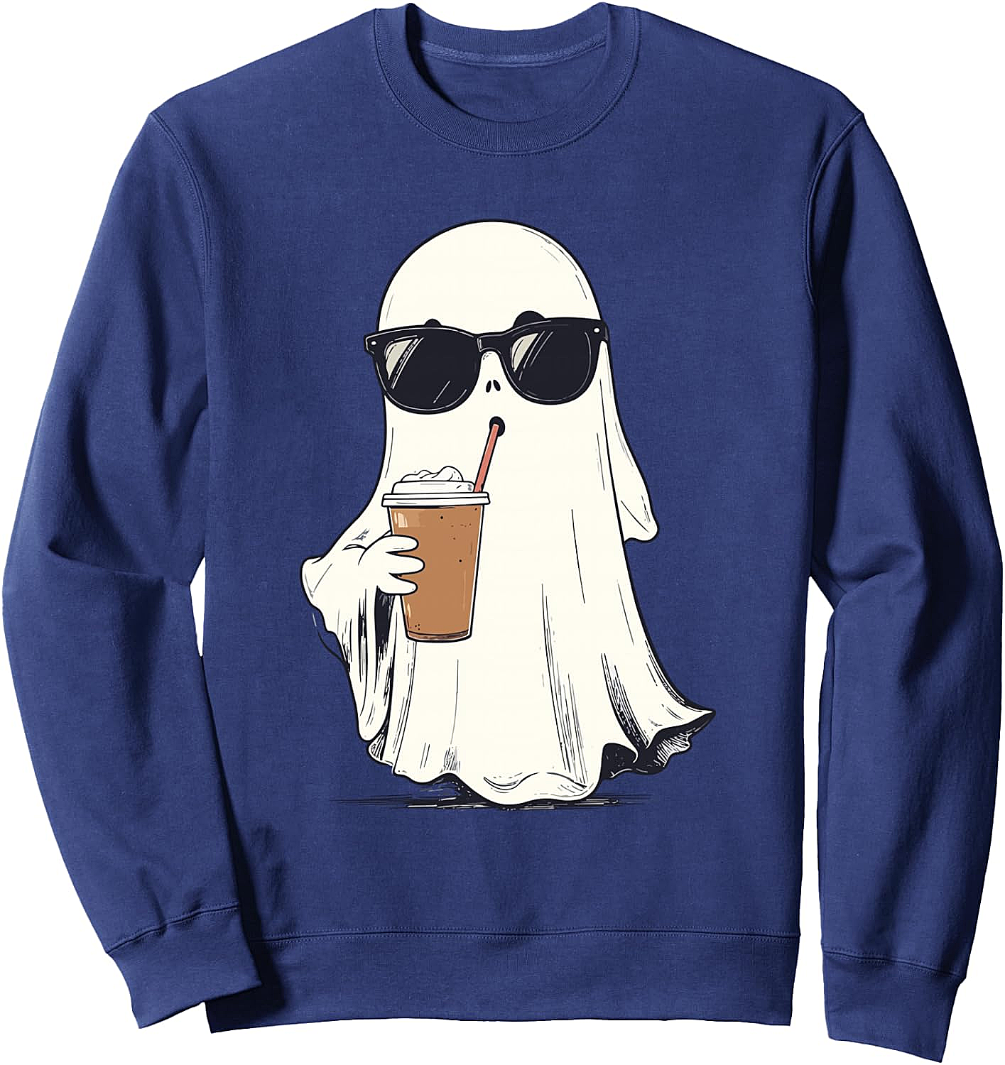 Funny Hipster Ghost Iced Coffee Halloween Sweatshirt