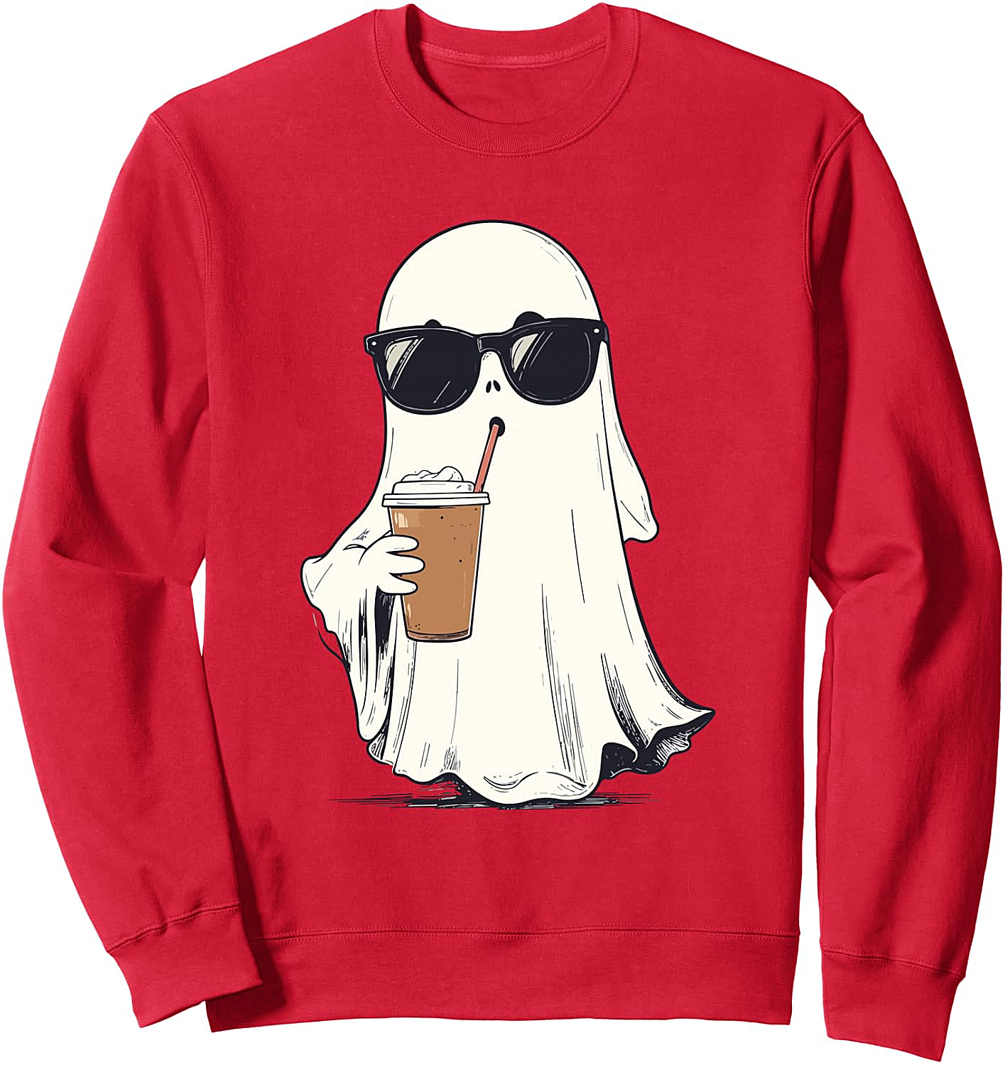 Funny Hipster Ghost Iced Coffee Halloween Sweatshirt