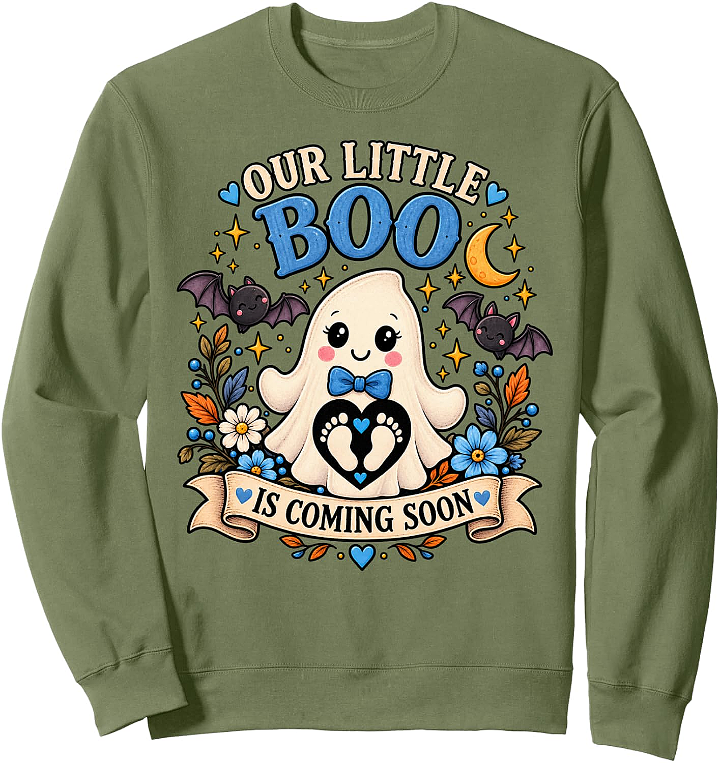 Little Boo Pregnancy Sweatshirt Halloween Baby Reveal