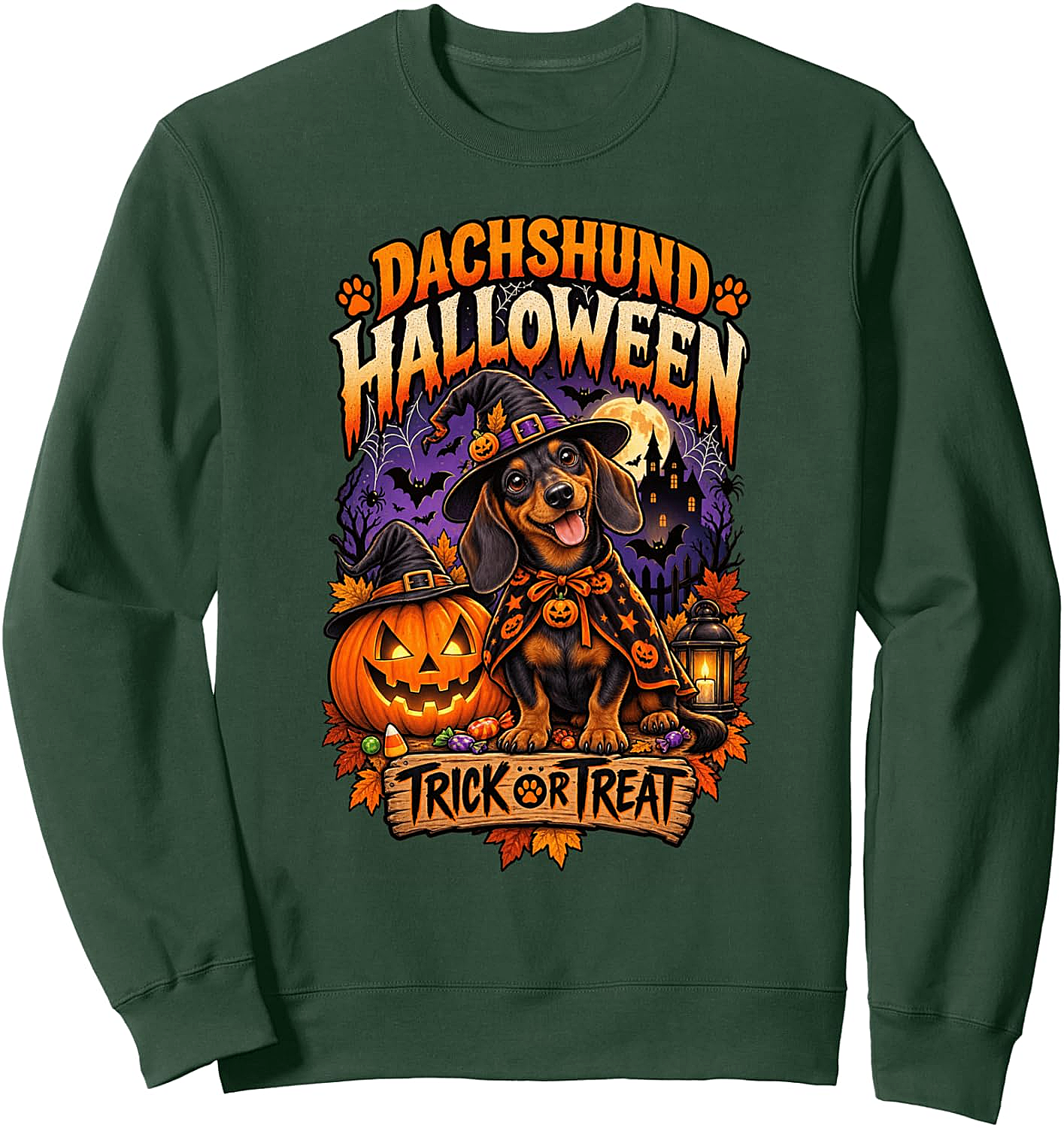 Dachshund Halloween Sweatshirt Kids & Adults Cozy Fun