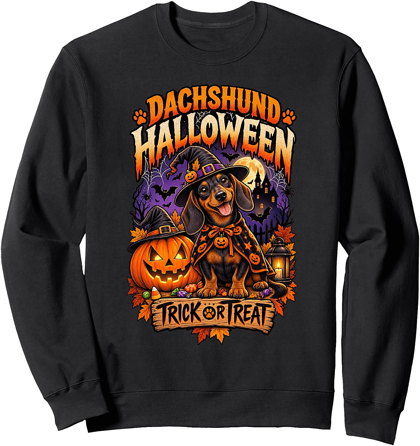 Dachshund Halloween Sweatshirt Kids & Adults Cozy Fun