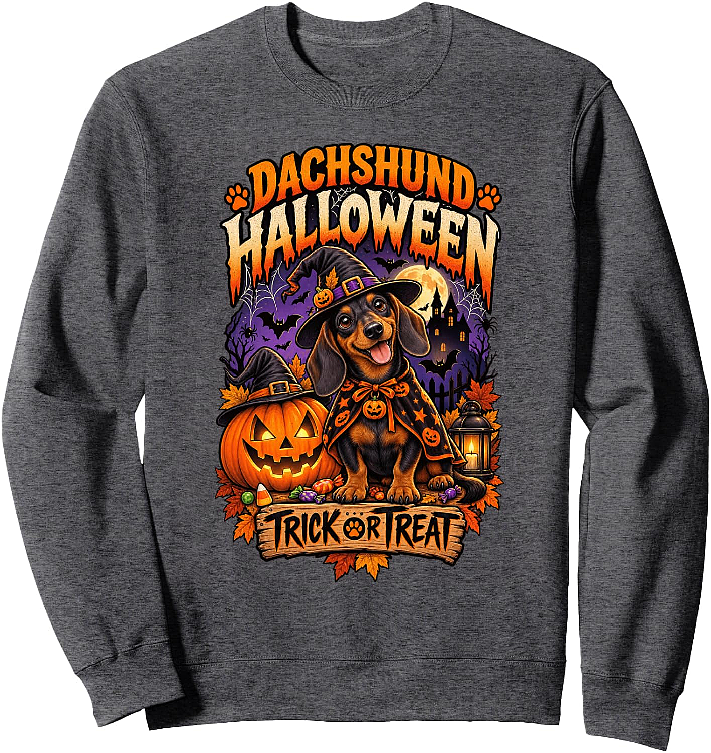 Dachshund Halloween Sweatshirt Kids & Adults Cozy Fun