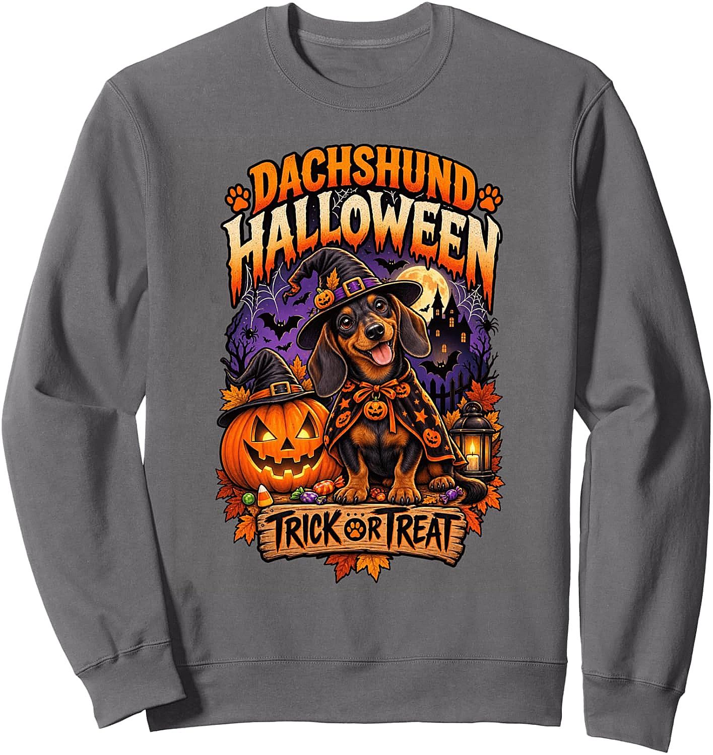 Dachshund Halloween Sweatshirt Kids & Adults Cozy Fun