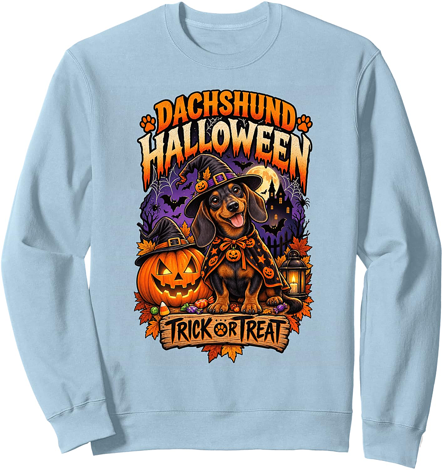 Dachshund Halloween Sweatshirt Kids & Adults Cozy Fun