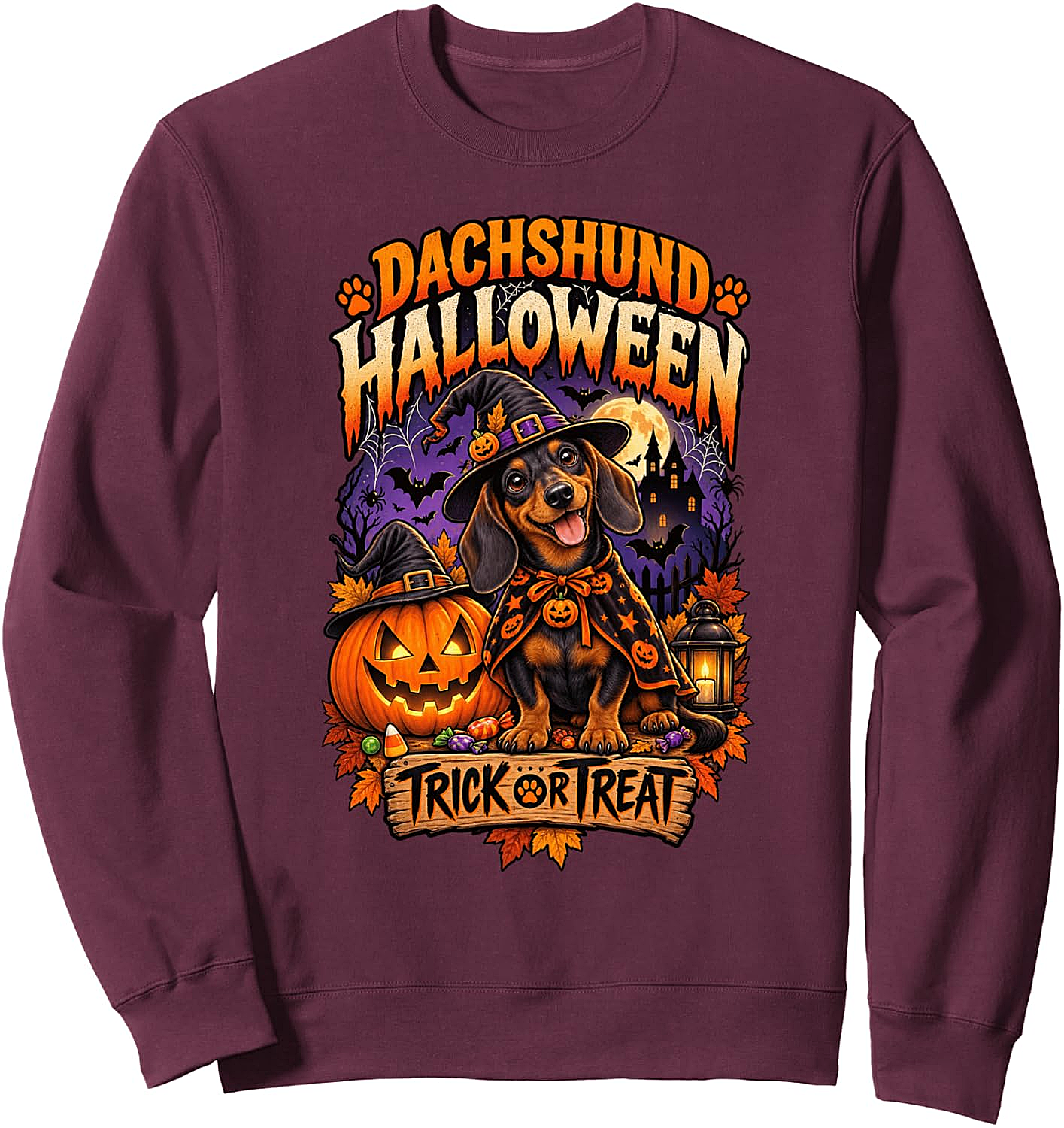 Dachshund Halloween Sweatshirt Kids & Adults Cozy Fun