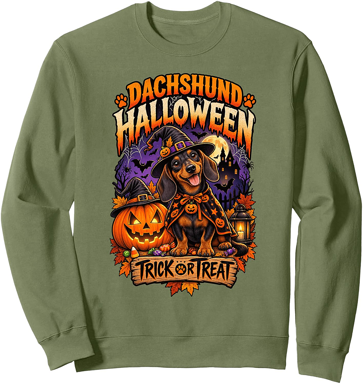 Dachshund Halloween Sweatshirt Kids & Adults Cozy Fun