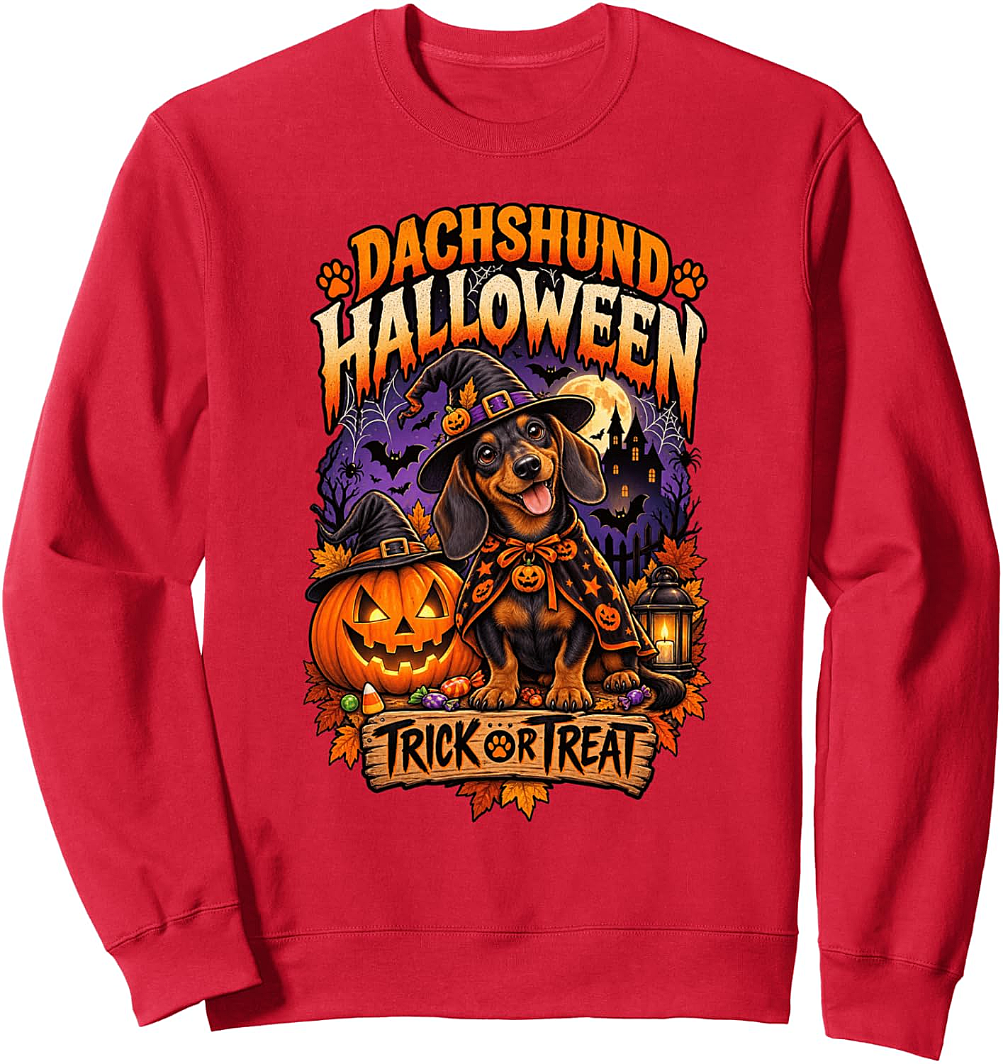 Dachshund Halloween Sweatshirt Kids & Adults Cozy Fun