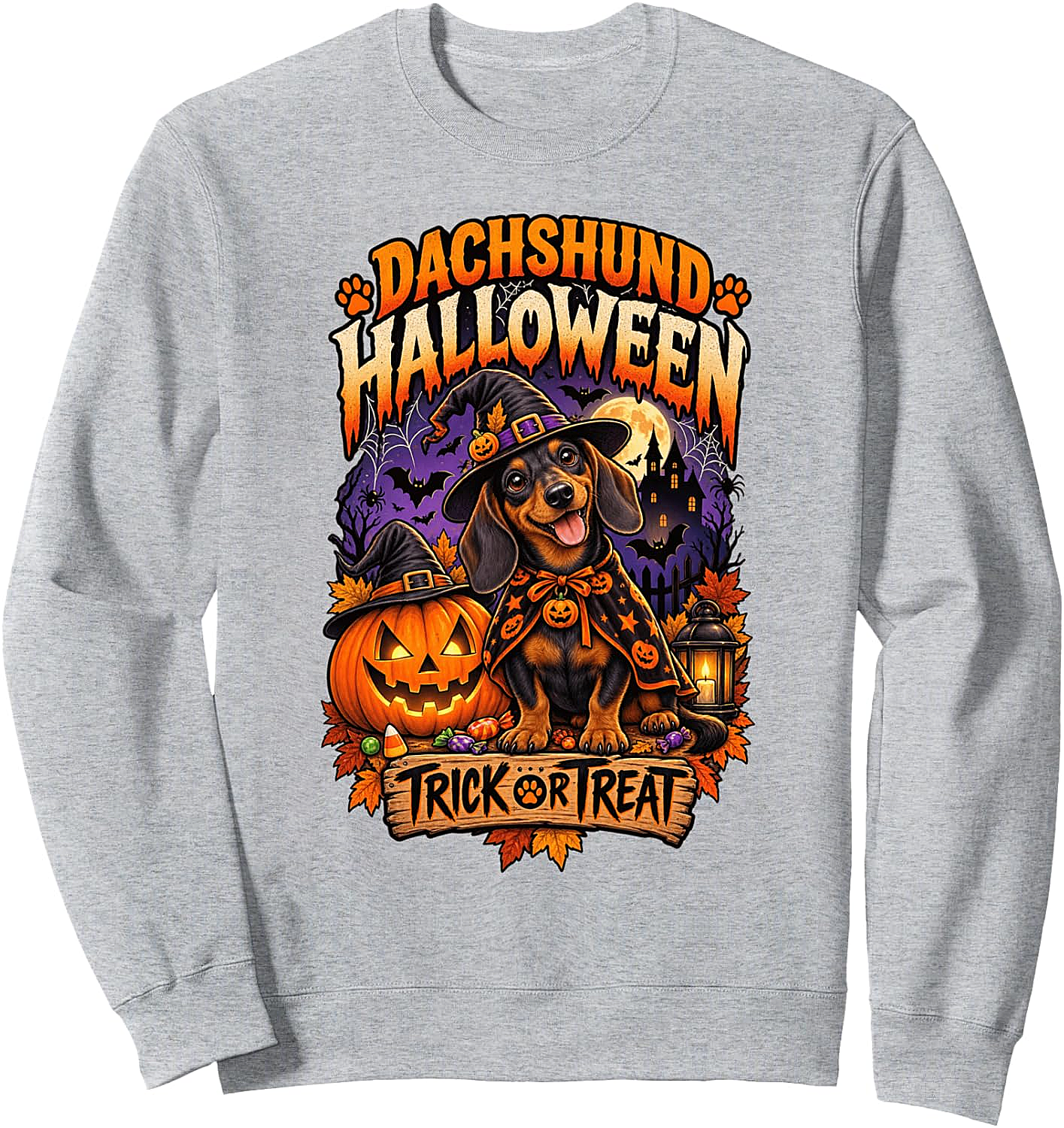 Dachshund Halloween Sweatshirt Kids & Adults Cozy Fun