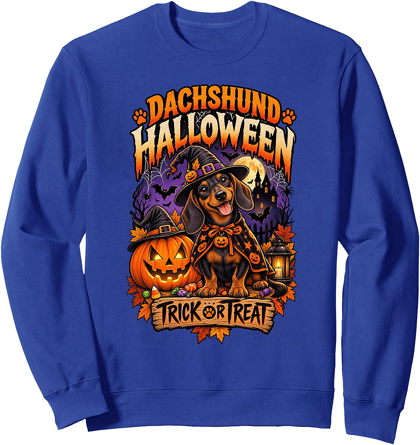 Dachshund Halloween Sweatshirt Kids & Adults Cozy Fun