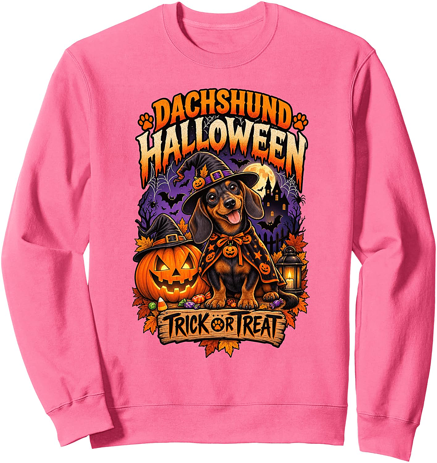 Dachshund Halloween Sweatshirt Kids & Adults Cozy Fun
