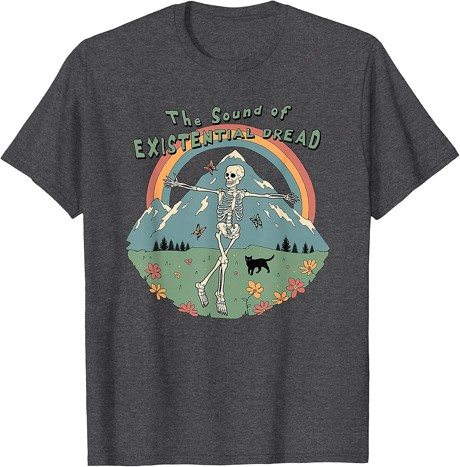 Existential Dread Skeleton T-Shirt | Whimsical Dark Humor Tee