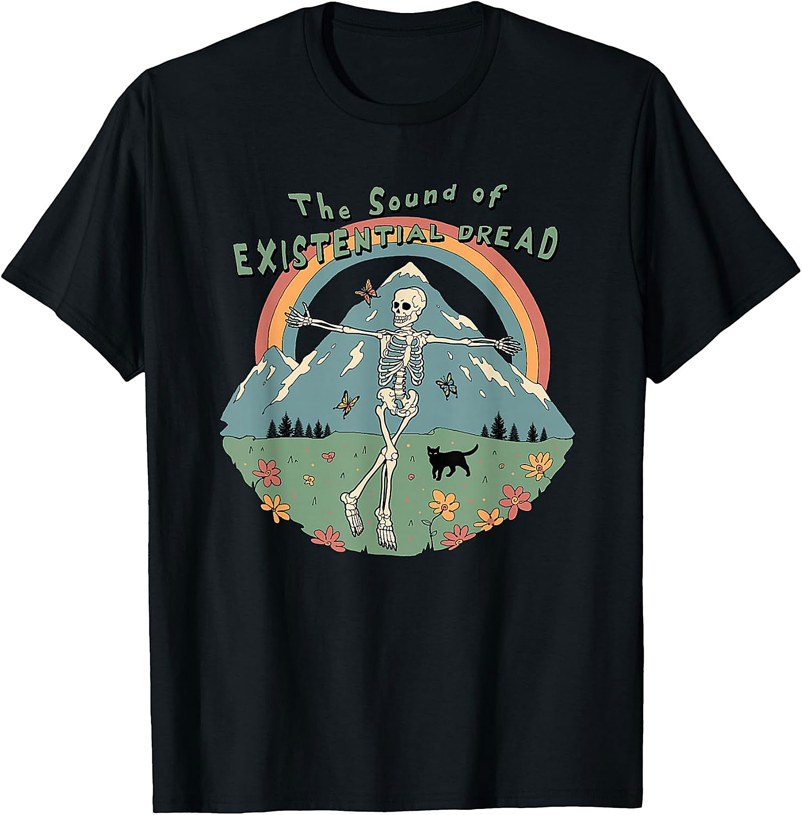 Existential Dread Skeleton T-Shirt | Whimsical Dark Humor Tee