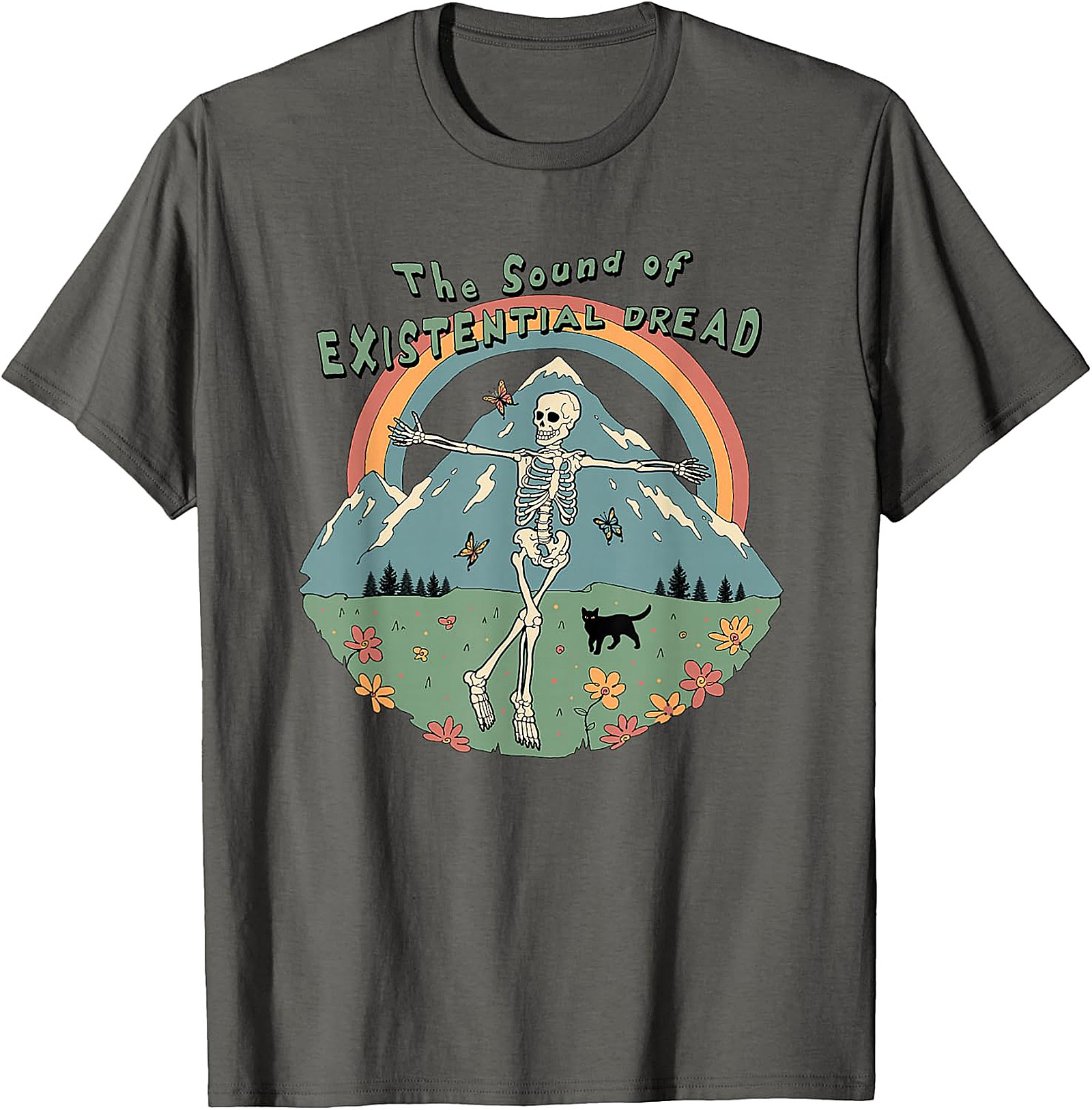 Existential Dread Skeleton T-Shirt | Whimsical Dark Humor Tee