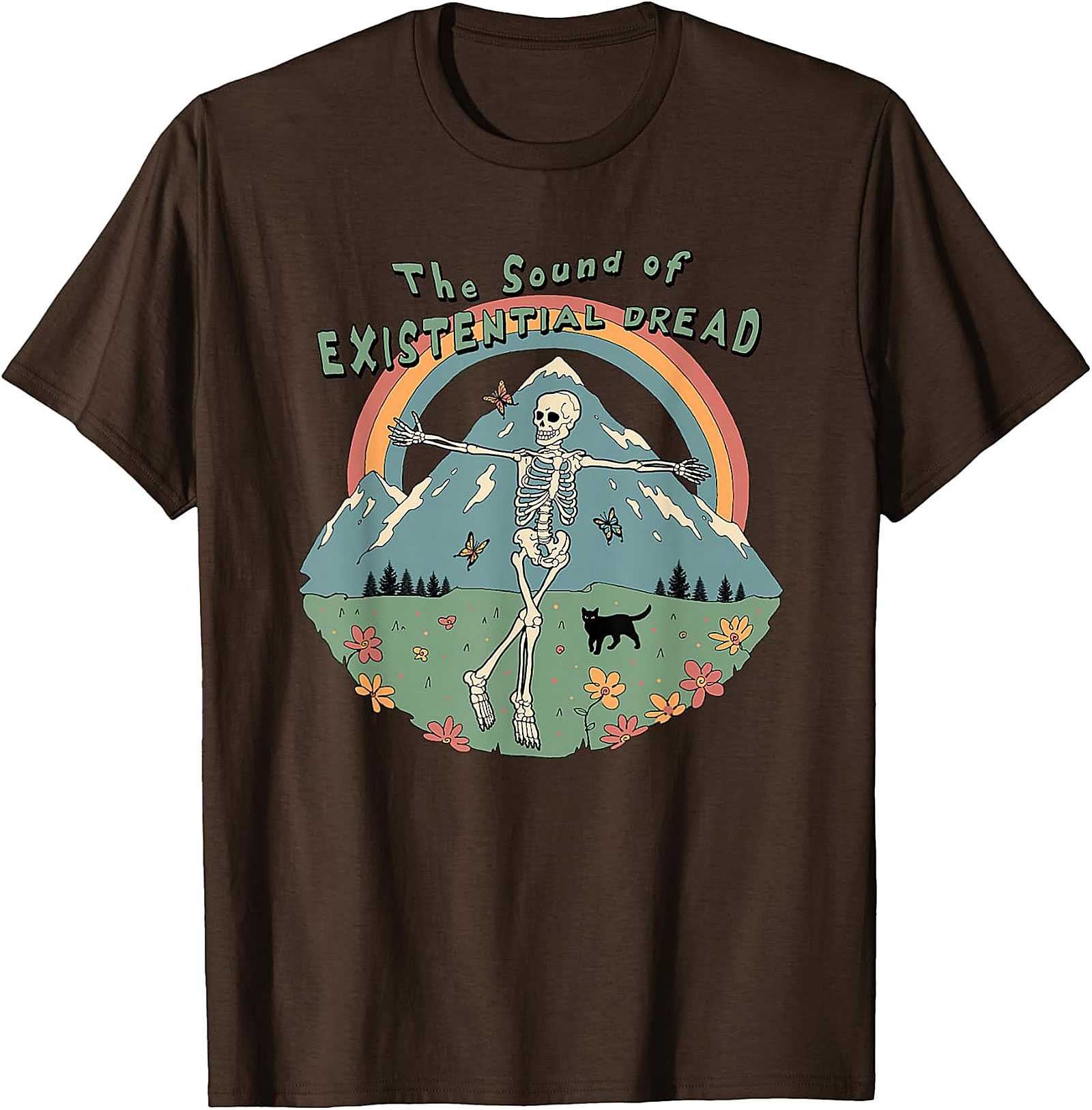 Existential Dread Skeleton T-Shirt | Whimsical Dark Humor Tee