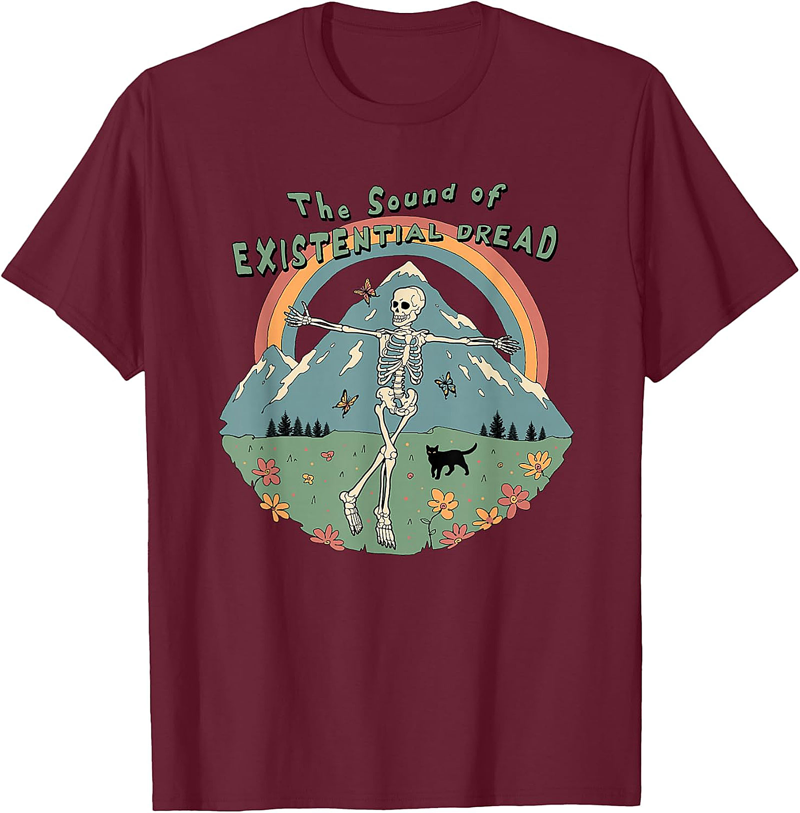 Existential Dread Skeleton T-Shirt | Whimsical Dark Humor Tee