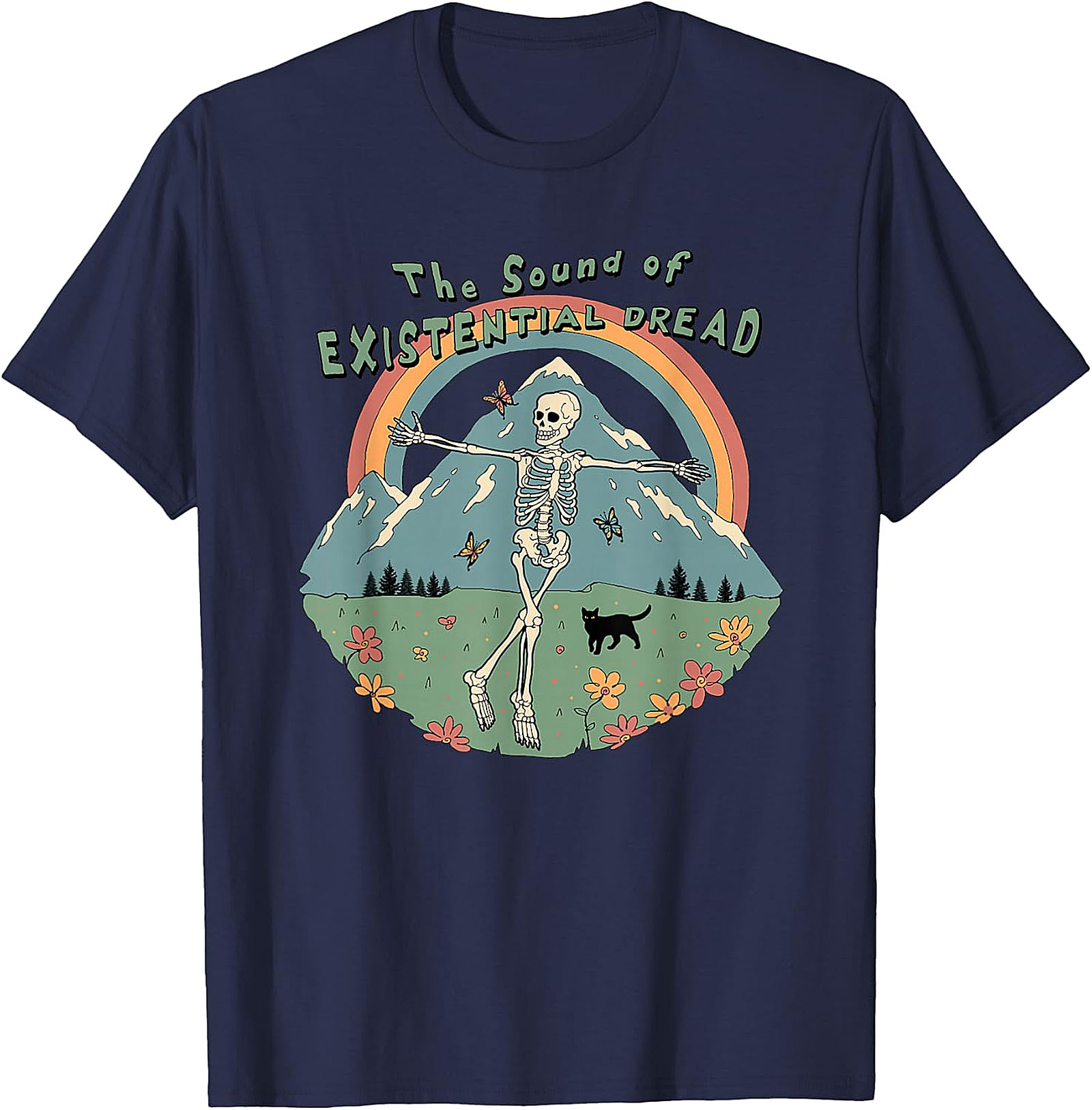 Existential Dread Skeleton T-Shirt | Whimsical Dark Humor Tee