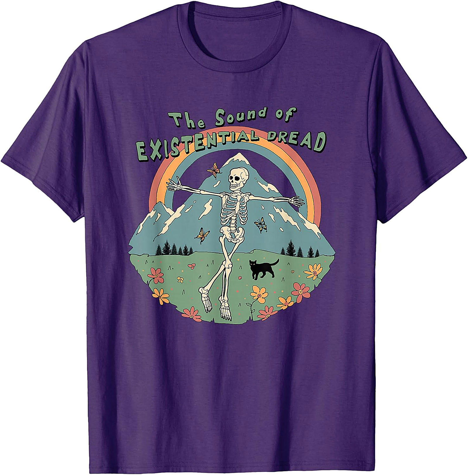 Existential Dread Skeleton T-Shirt | Whimsical Dark Humor Tee