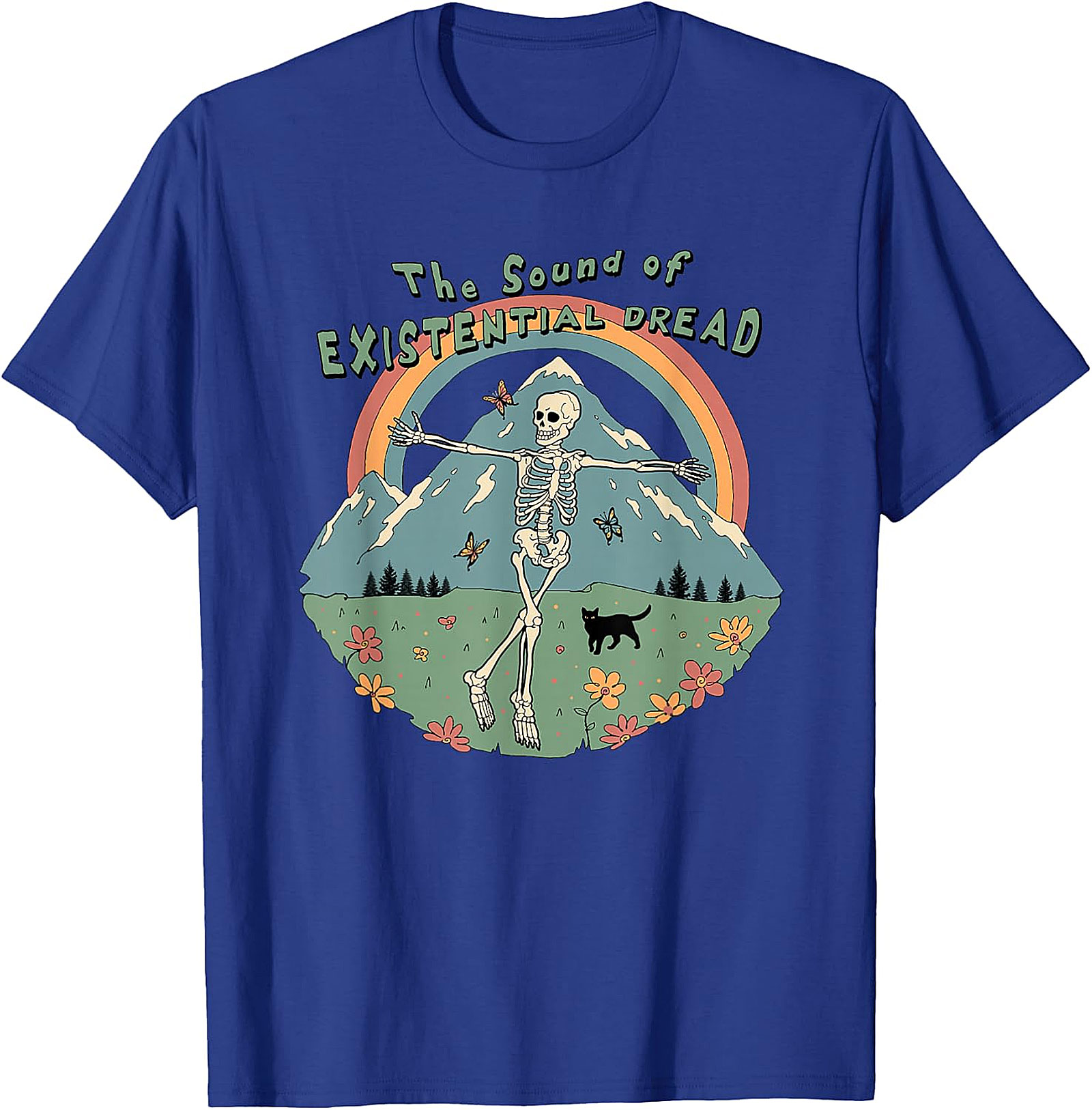 Existential Dread Skeleton T-Shirt | Whimsical Dark Humor Tee