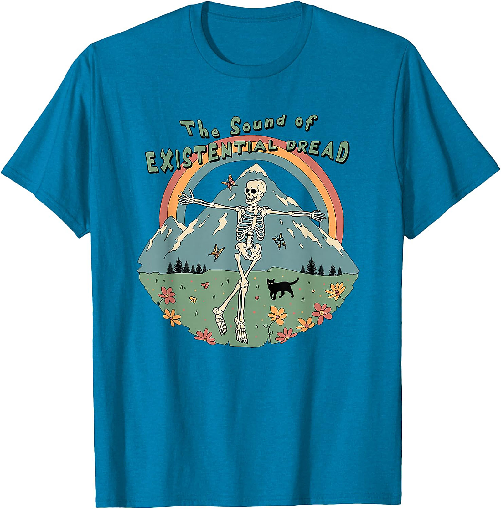 Existential Dread Skeleton T-Shirt | Whimsical Dark Humor Tee
