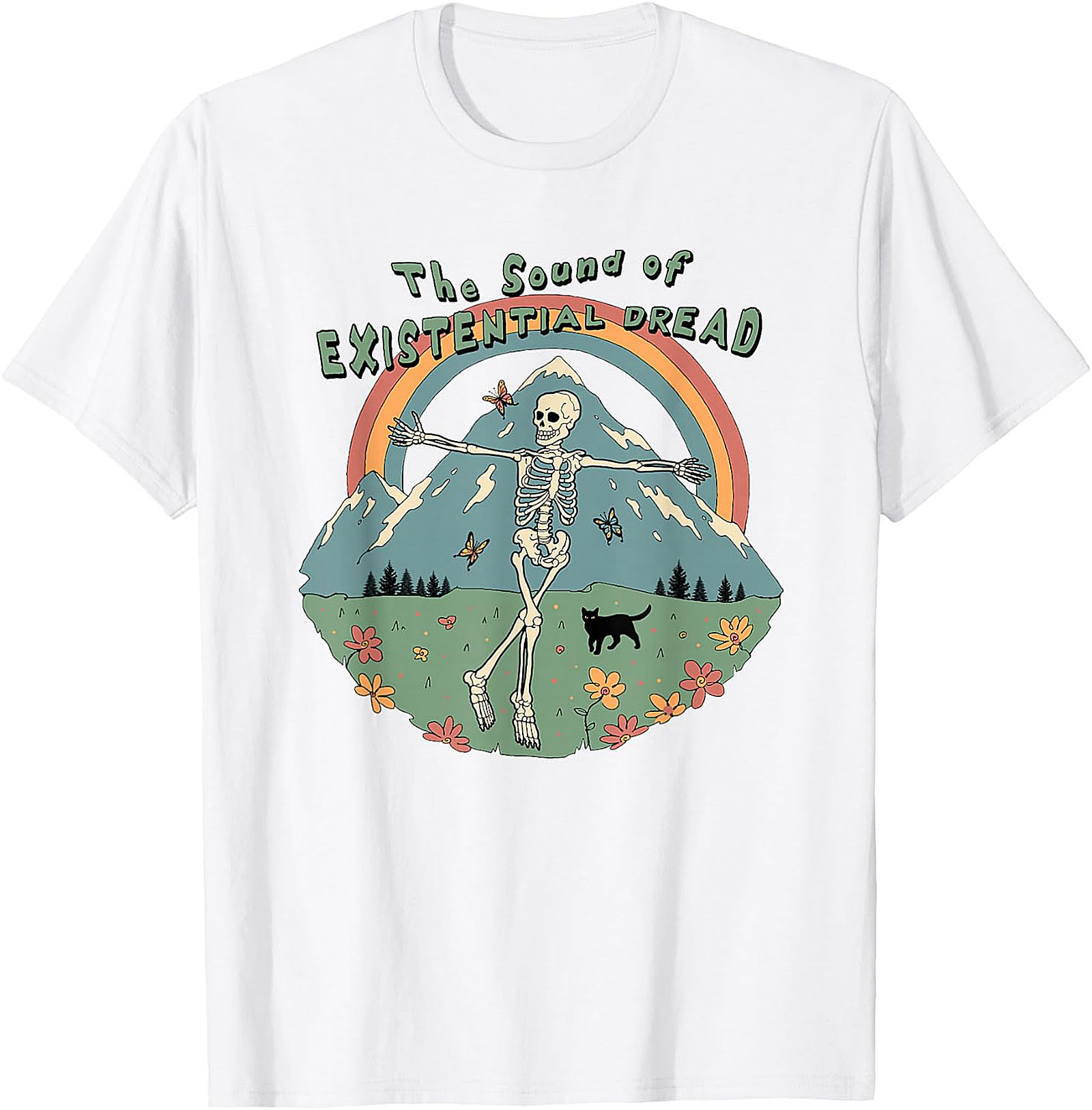 Existential Dread Skeleton T-Shirt | Whimsical Dark Humor Tee