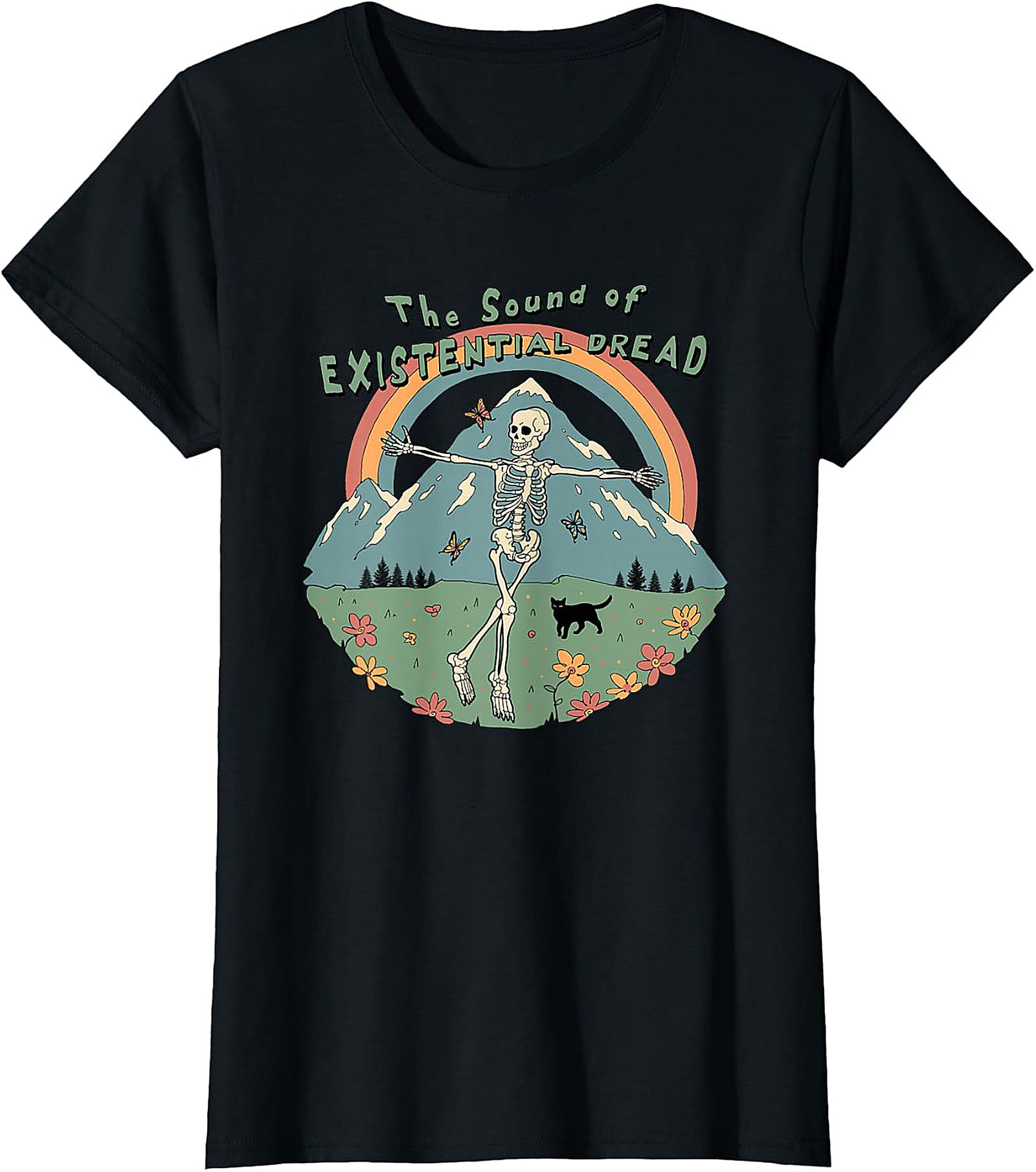 Existential Dread Skeleton T-Shirt | Whimsical Dark Humor Tee