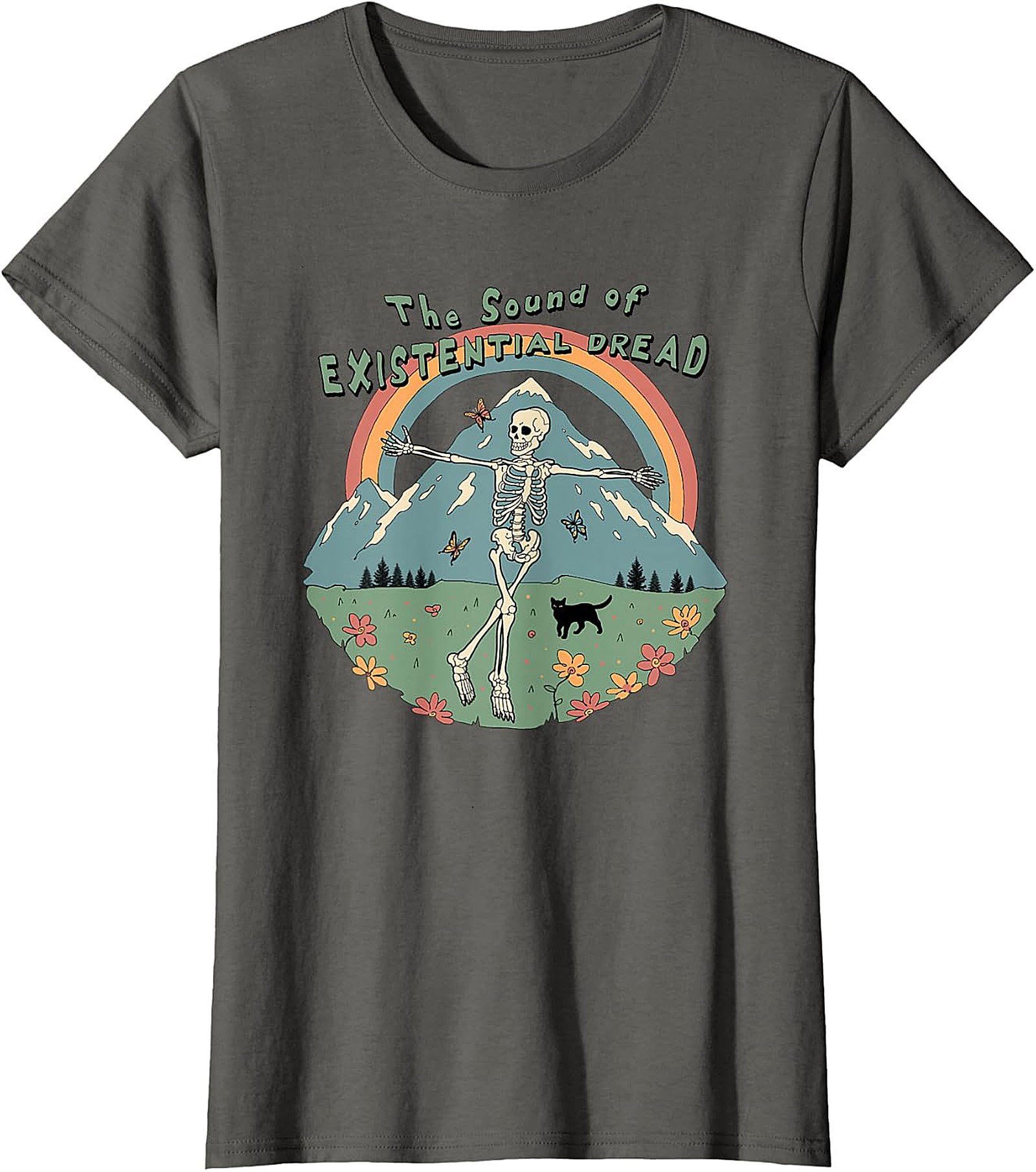 Existential Dread Skeleton T-Shirt | Whimsical Dark Humor Tee