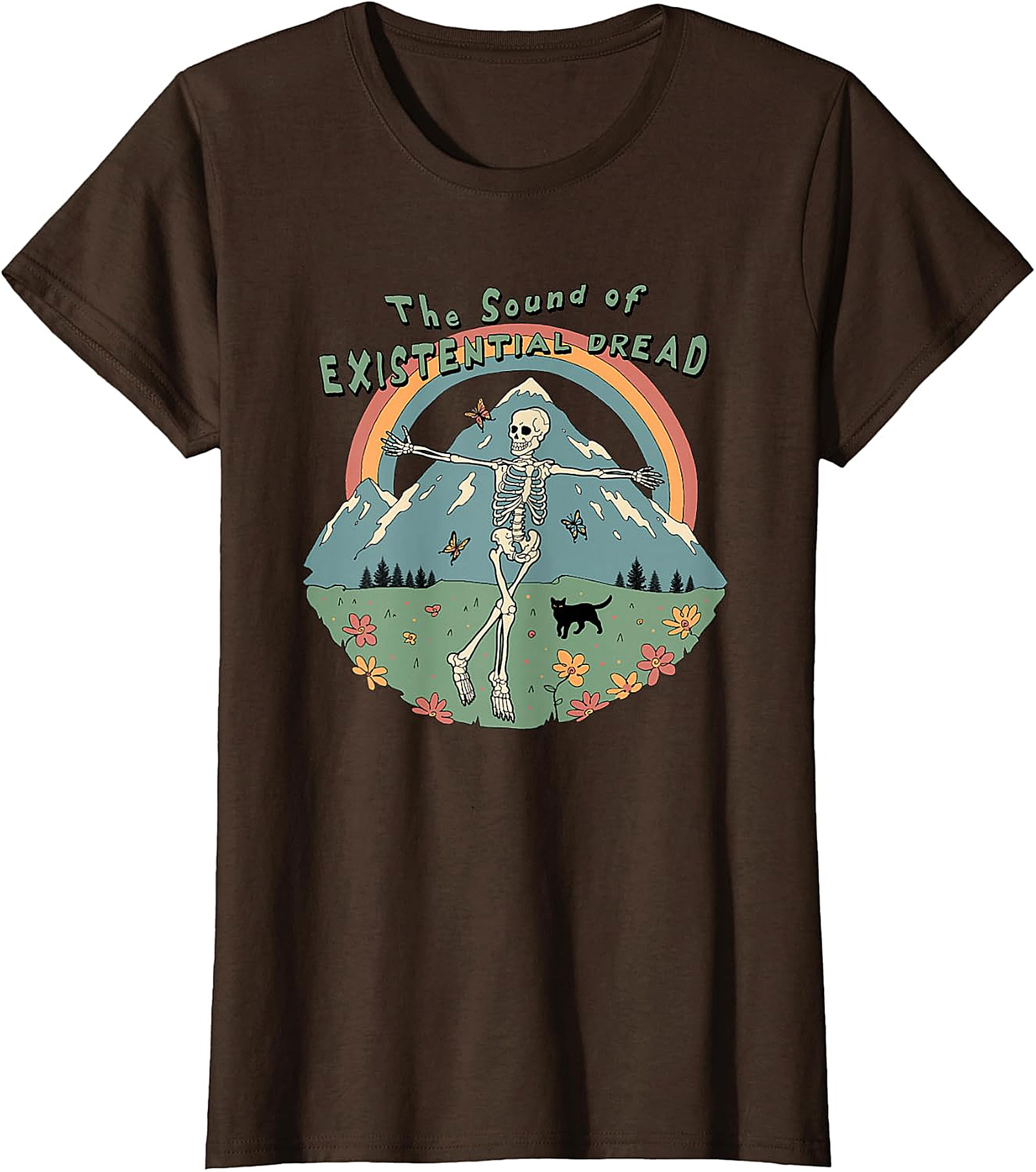 Existential Dread Skeleton T-Shirt | Whimsical Dark Humor Tee