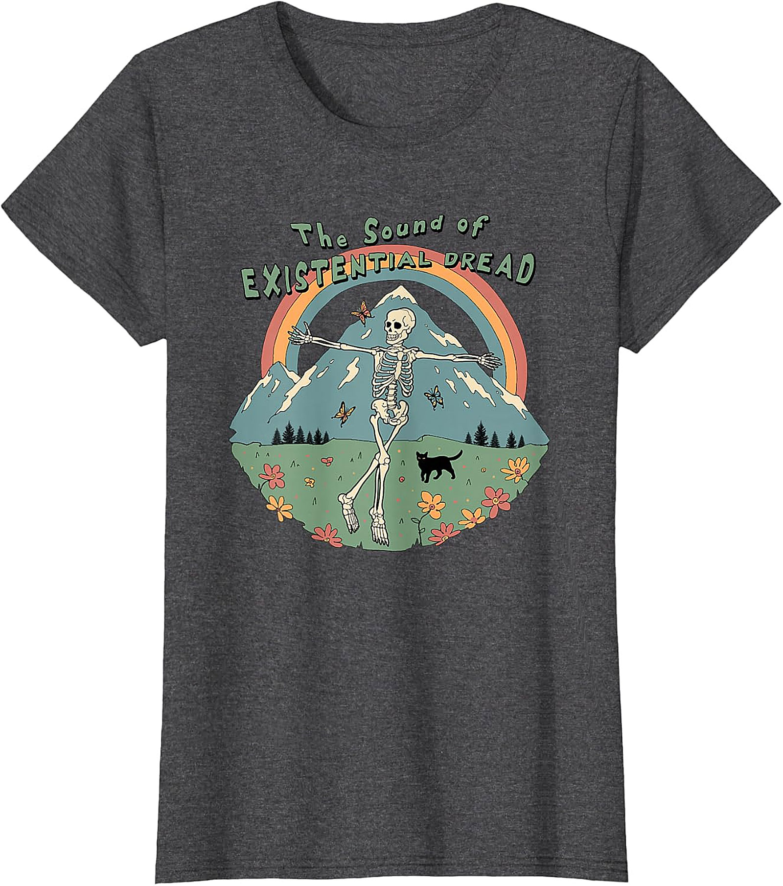 Existential Dread Skeleton T-Shirt | Whimsical Dark Humor Tee