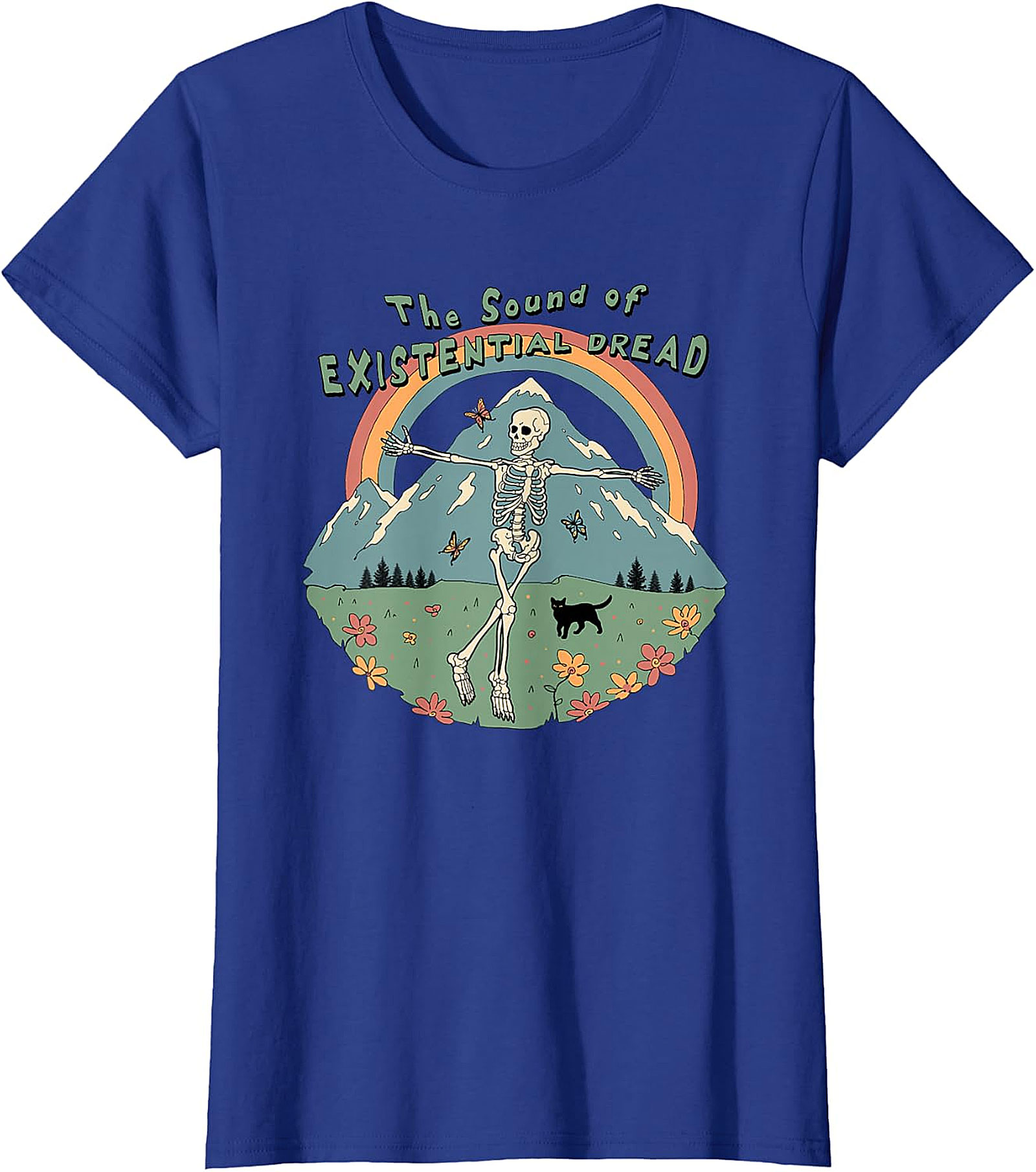 Existential Dread Skeleton T-Shirt | Whimsical Dark Humor Tee