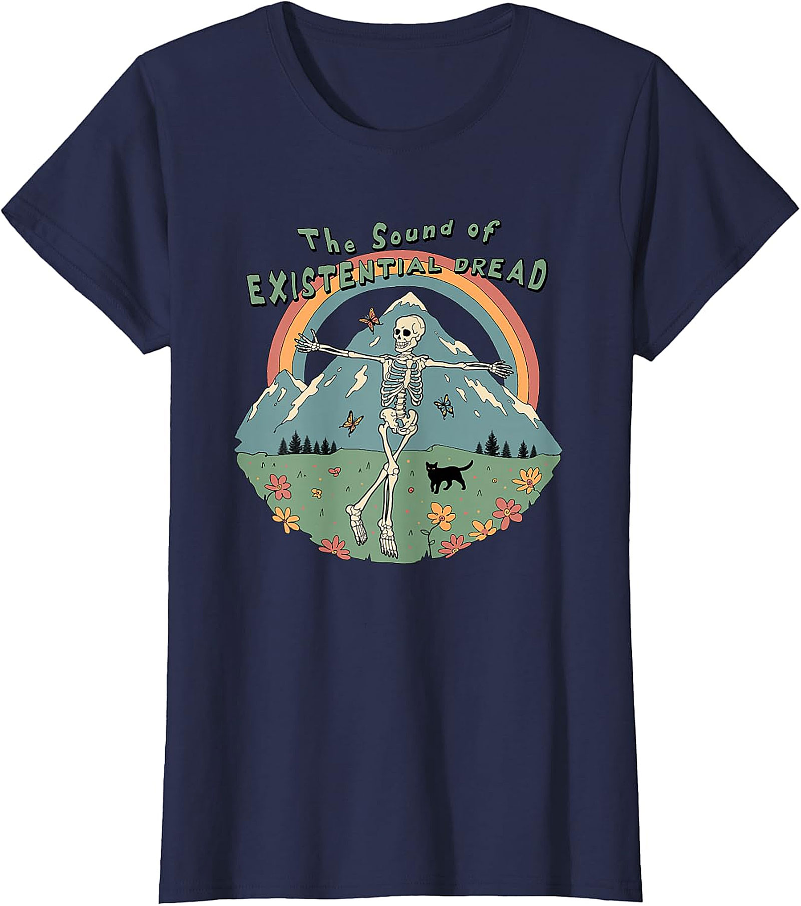 Existential Dread Skeleton T-Shirt | Whimsical Dark Humor Tee