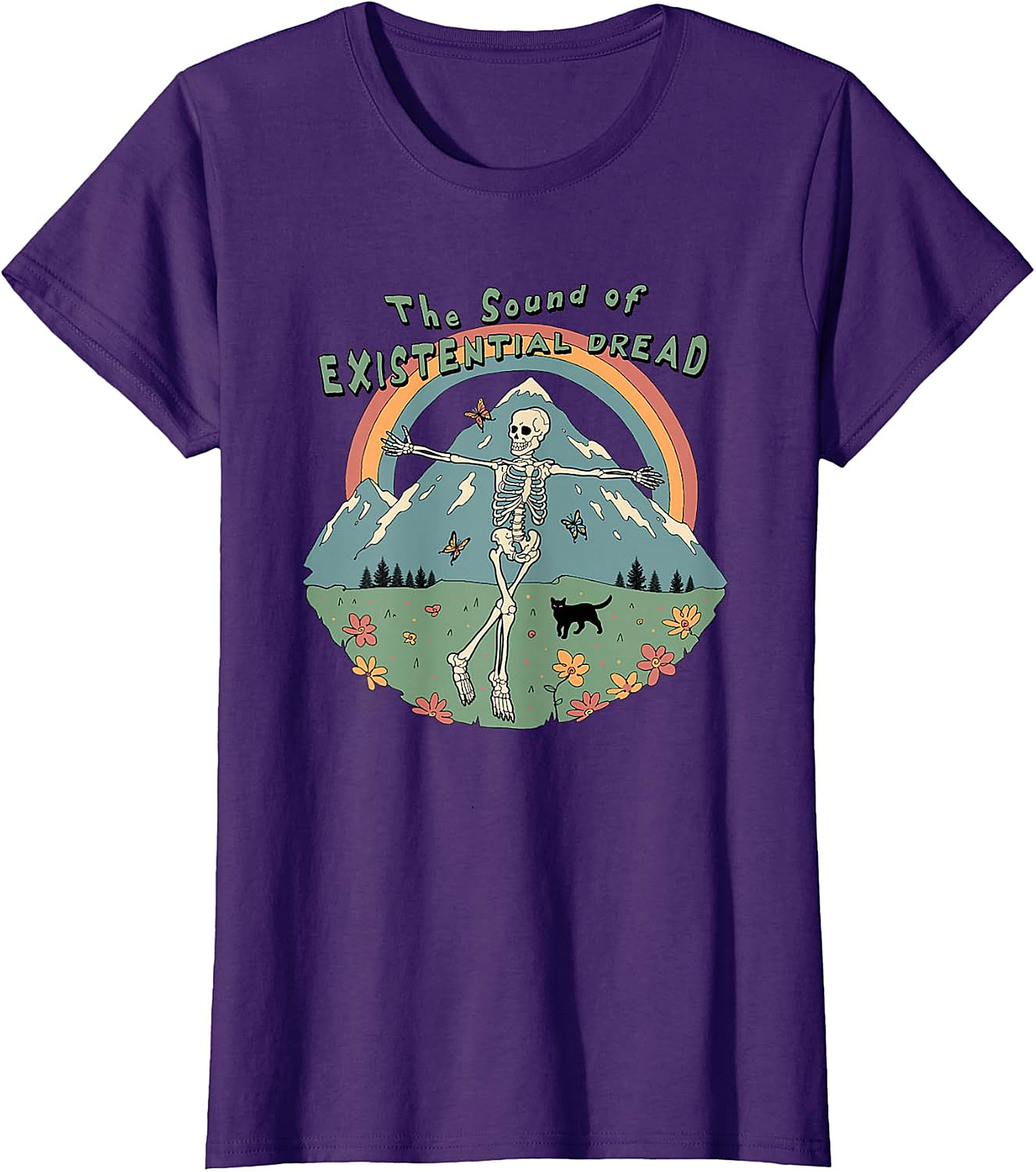 Existential Dread Skeleton T-Shirt | Whimsical Dark Humor Tee