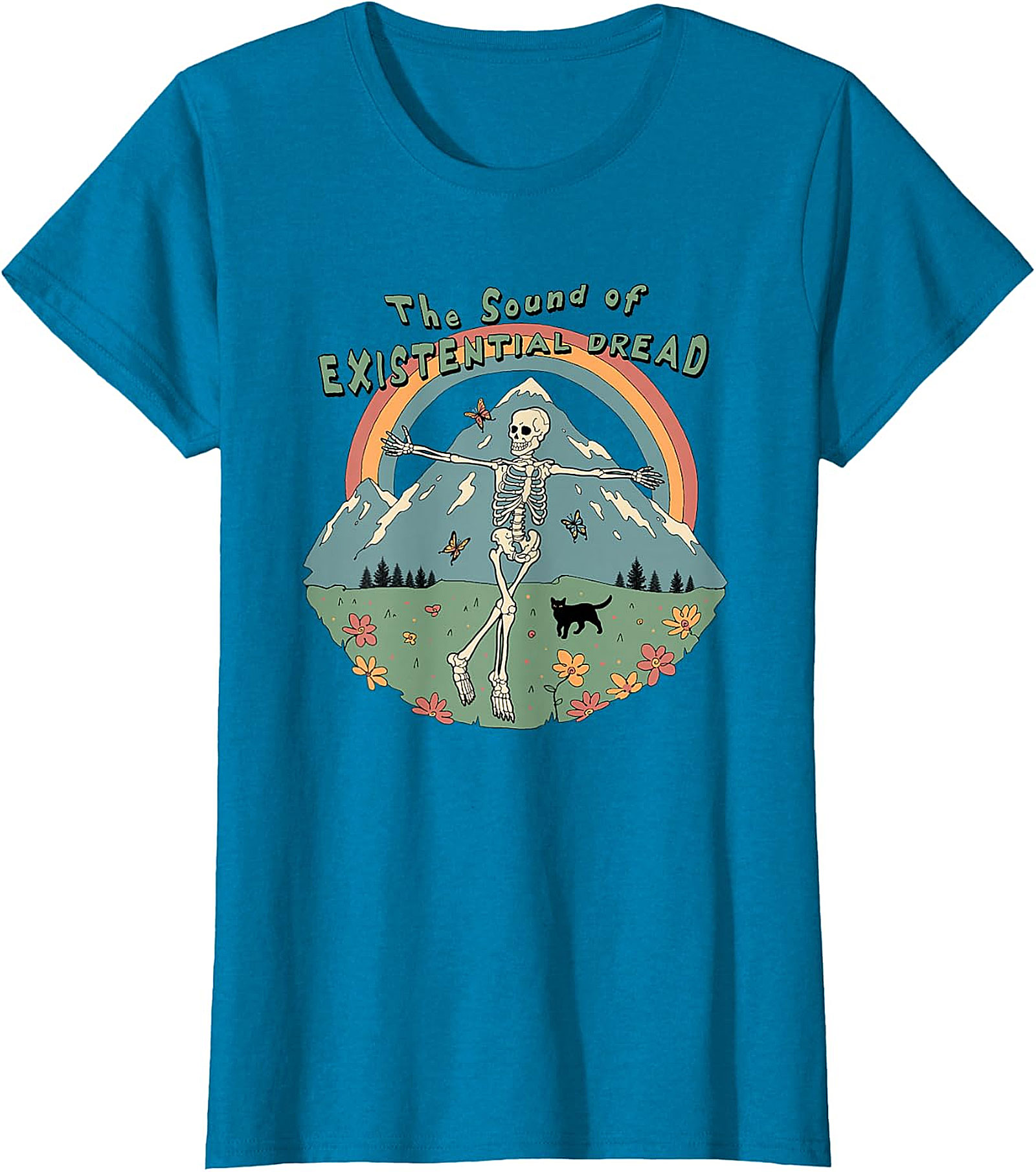 Existential Dread Skeleton T-Shirt | Whimsical Dark Humor Tee
