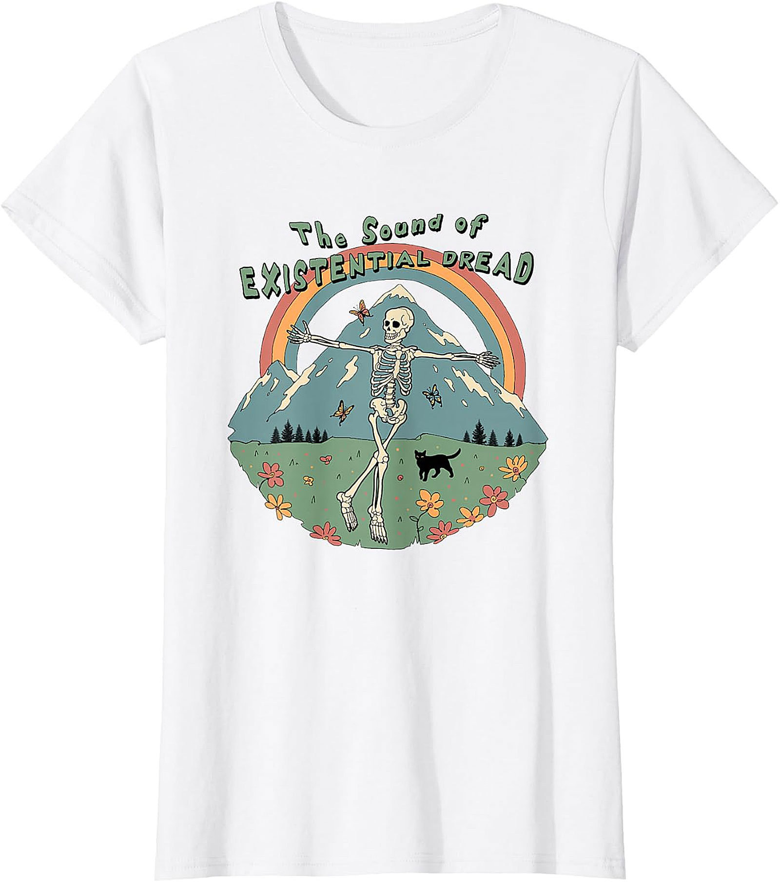 Existential Dread Skeleton T-Shirt | Whimsical Dark Humor Tee
