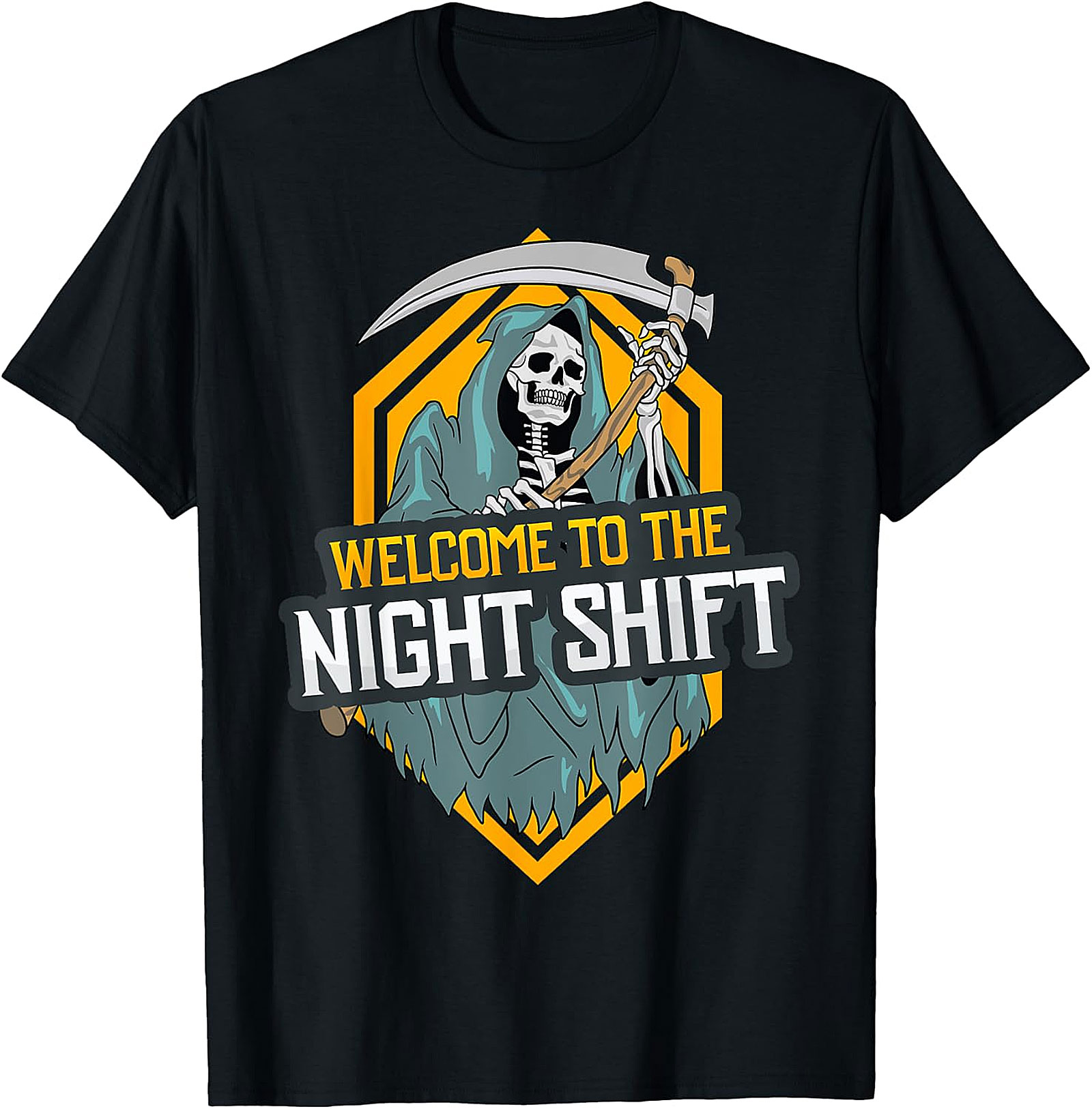 Welcome to the Night Shift Grim Reaper Black Tee