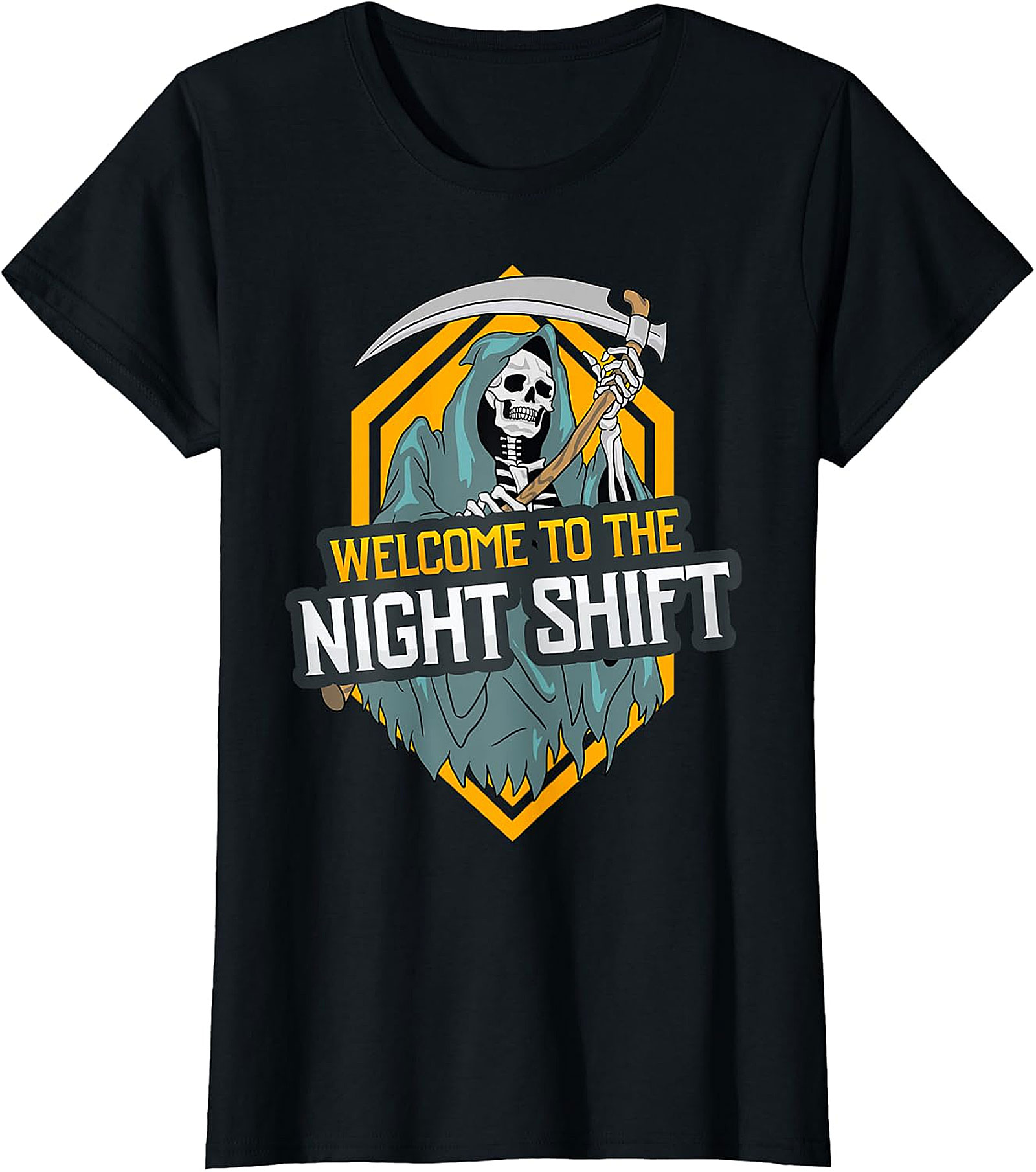Welcome to the Night Shift Grim Reaper Black Tee