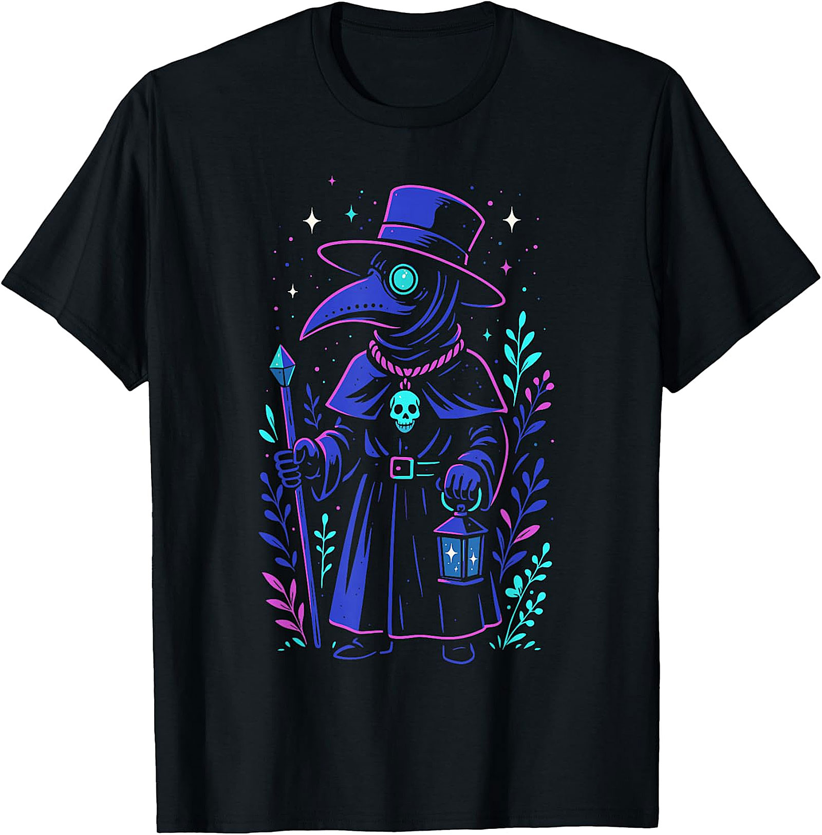 Mystical Cosmic Plague Doctor T-Shirt | Unique Gothic Apparel