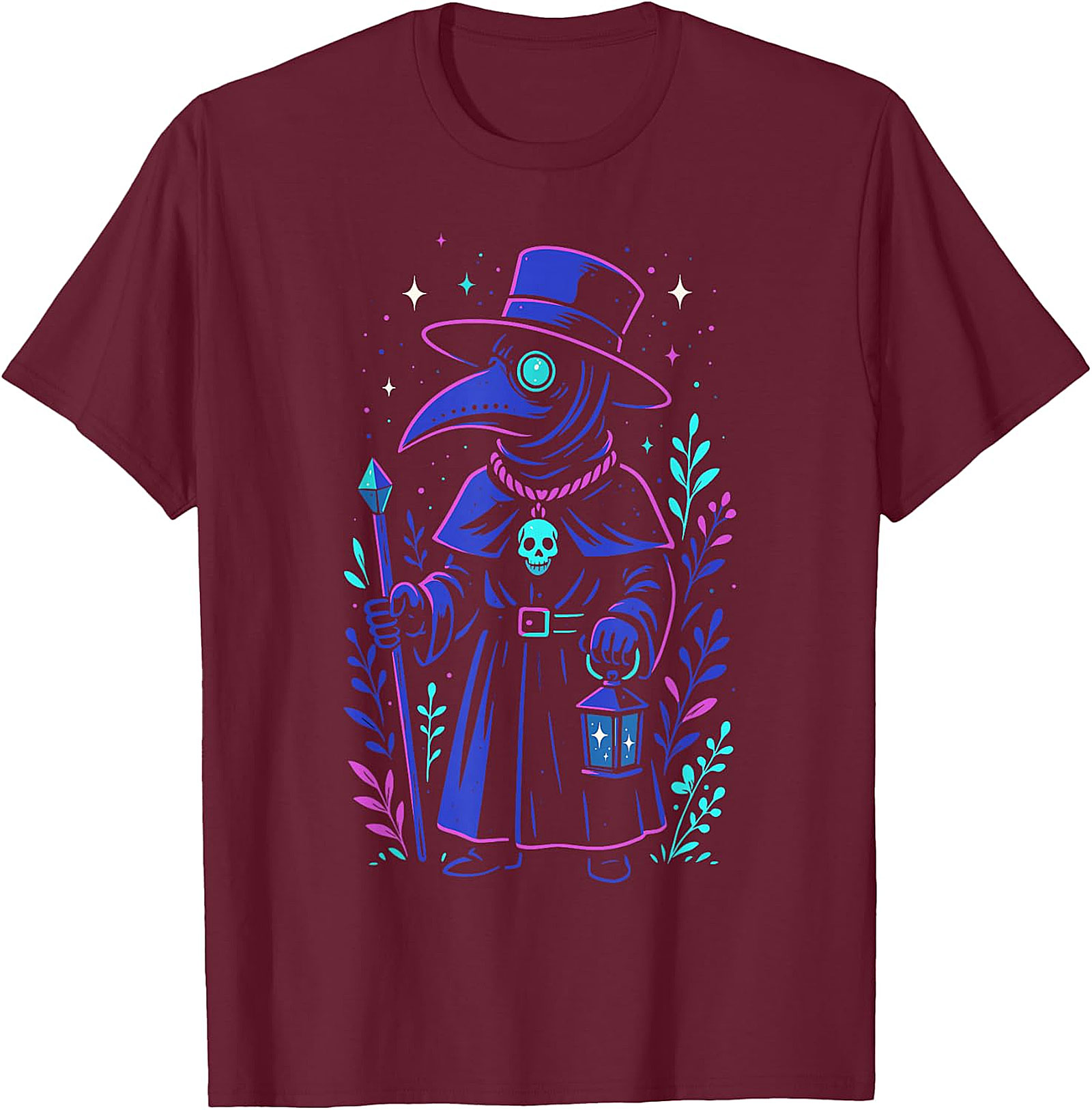 Mystical Cosmic Plague Doctor T-Shirt | Unique Gothic Apparel