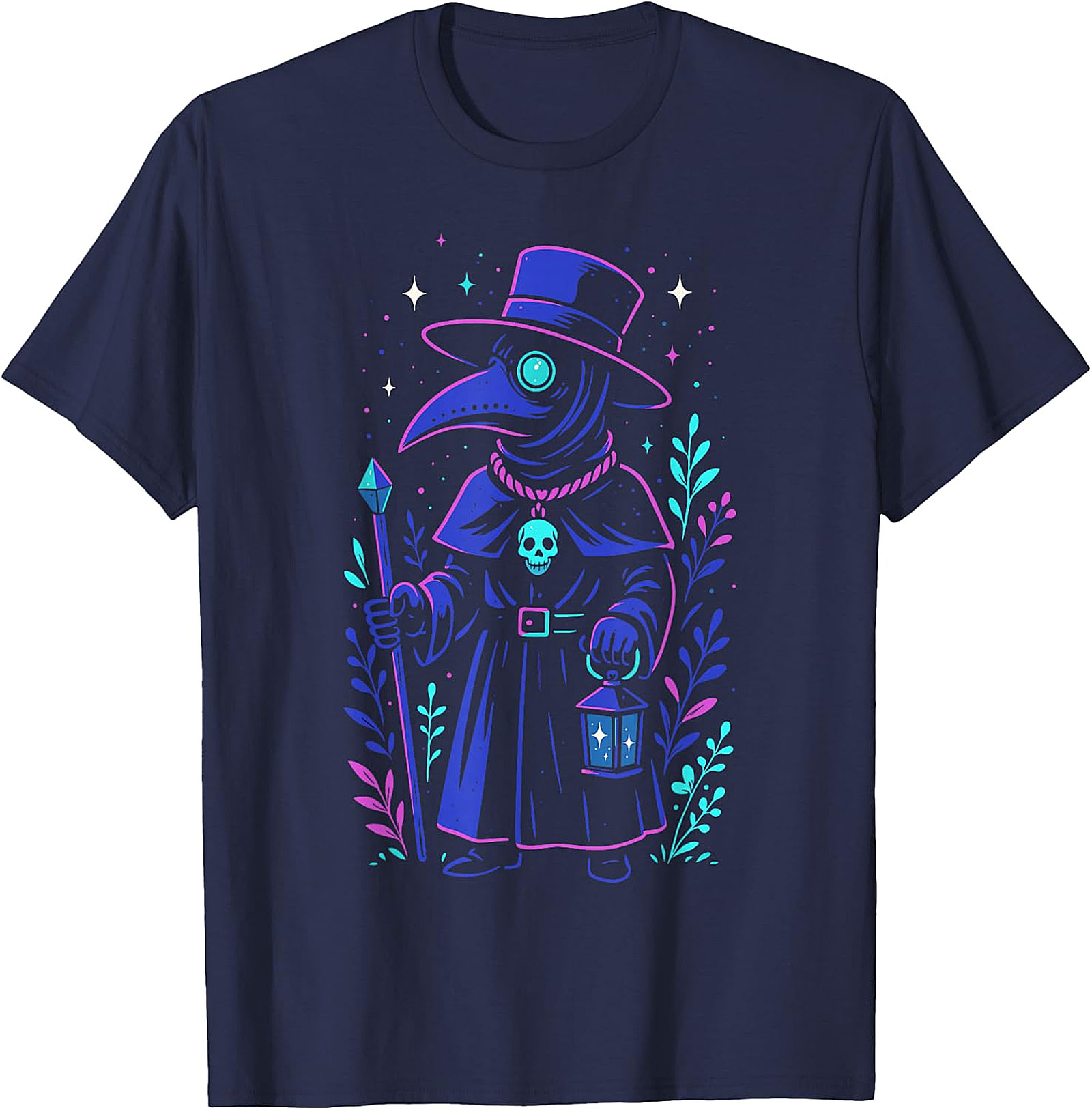 Mystical Cosmic Plague Doctor T-Shirt | Unique Gothic Apparel