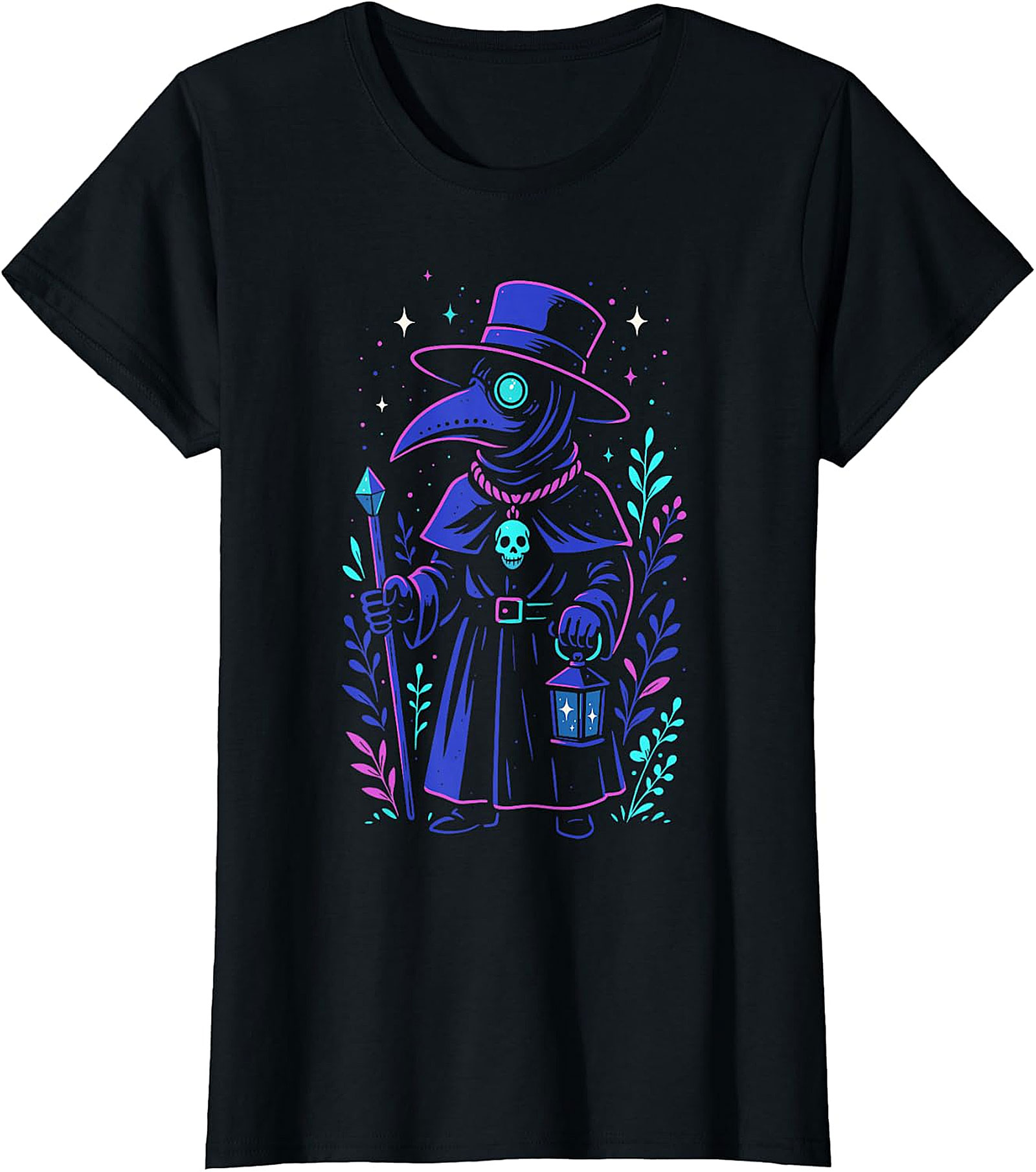 Mystical Cosmic Plague Doctor T-Shirt | Unique Gothic Apparel