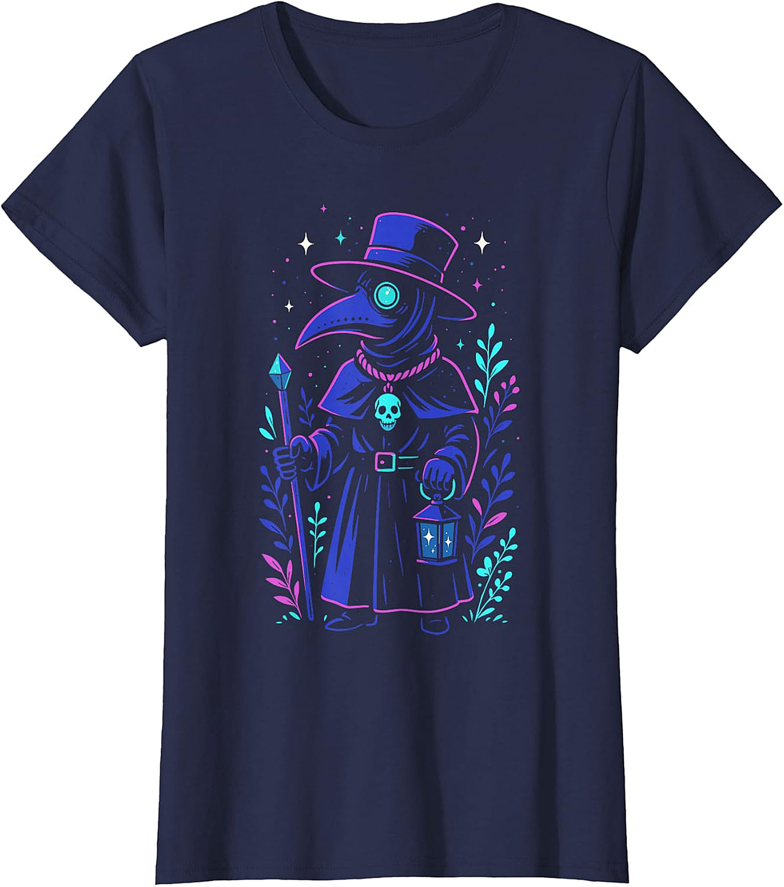 Mystical Cosmic Plague Doctor T-Shirt | Unique Gothic Apparel