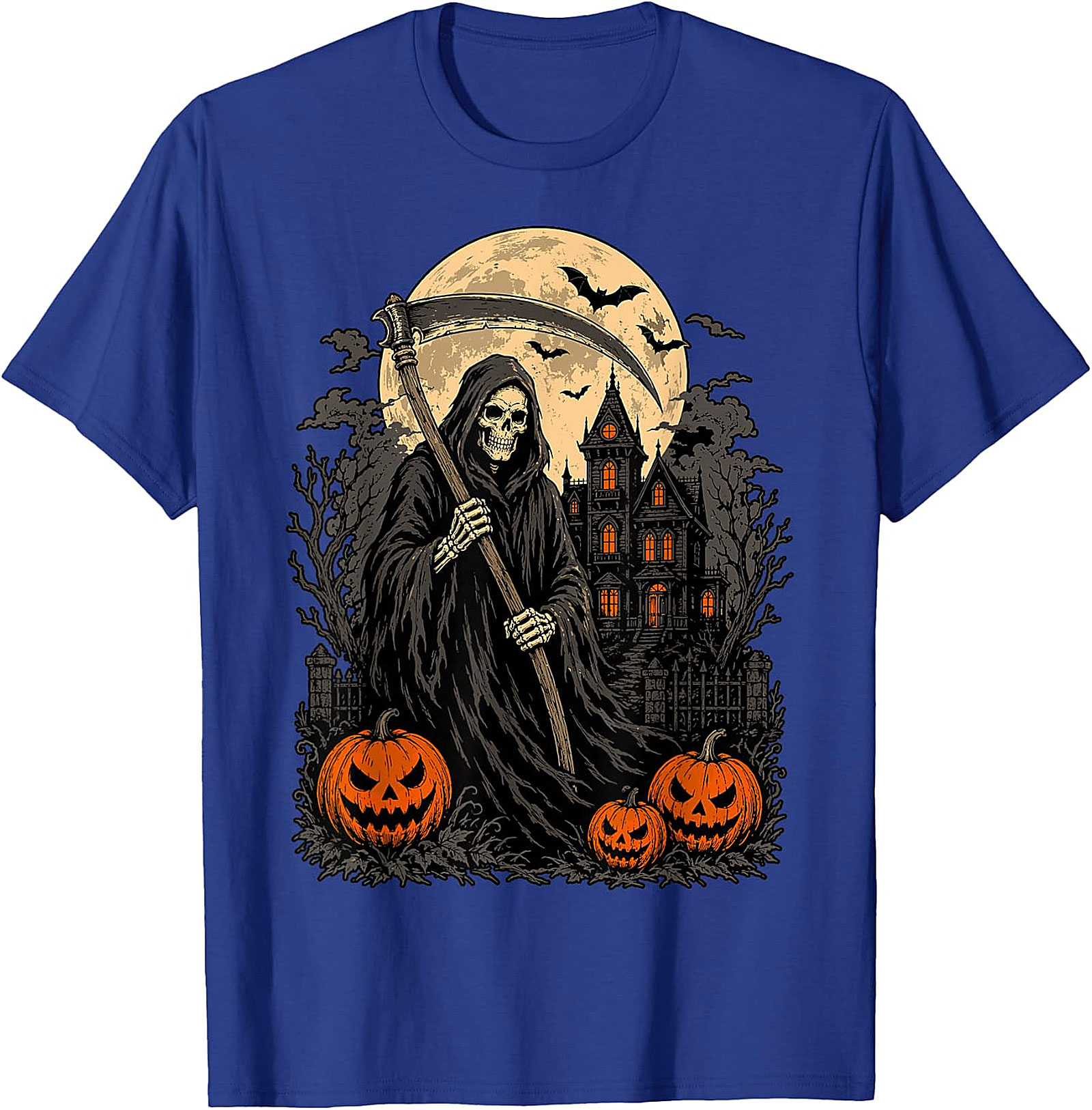 Grim Reaper & Haunted House Halloween T-Shirt