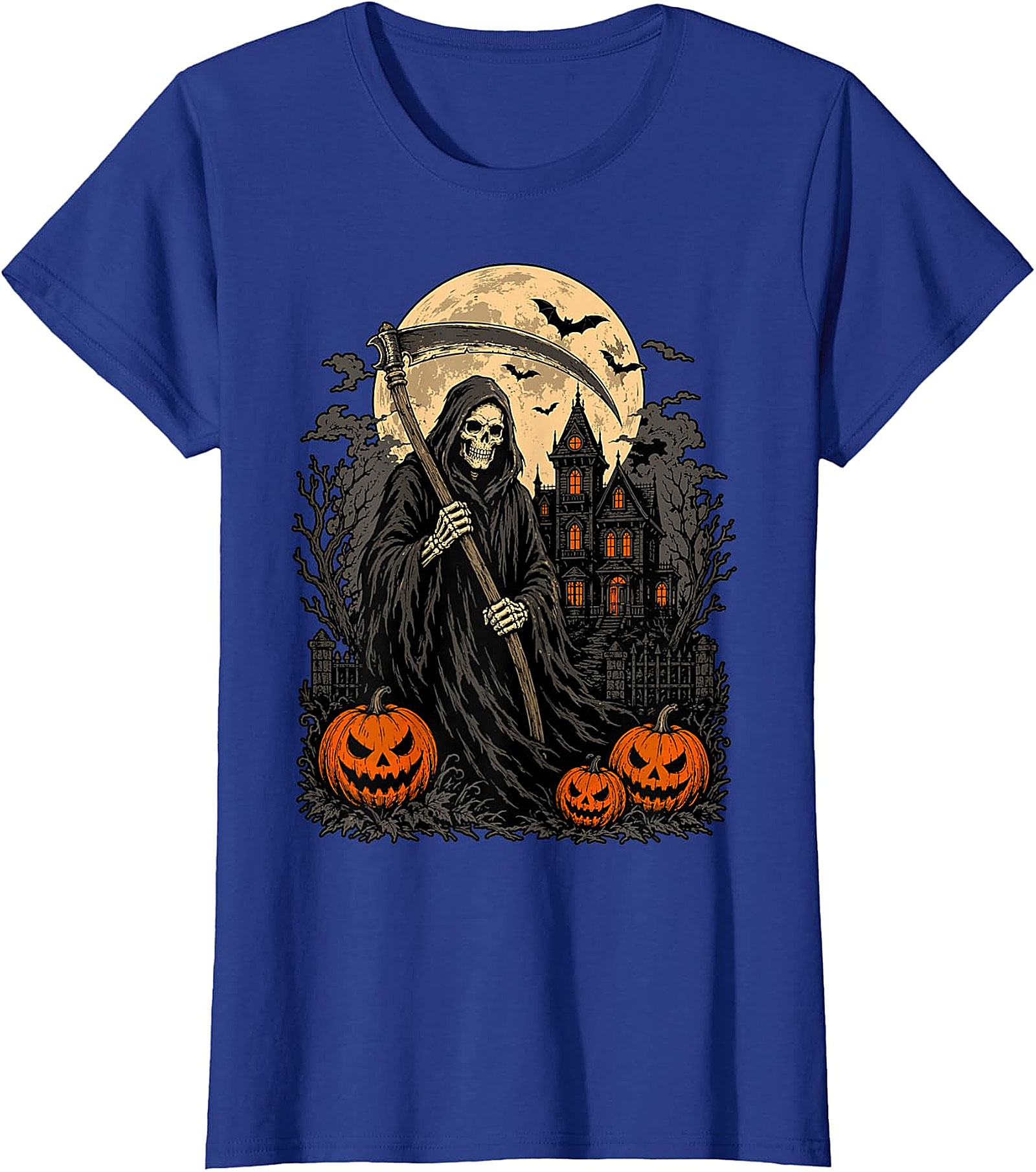 Grim Reaper & Haunted House Halloween T-Shirt