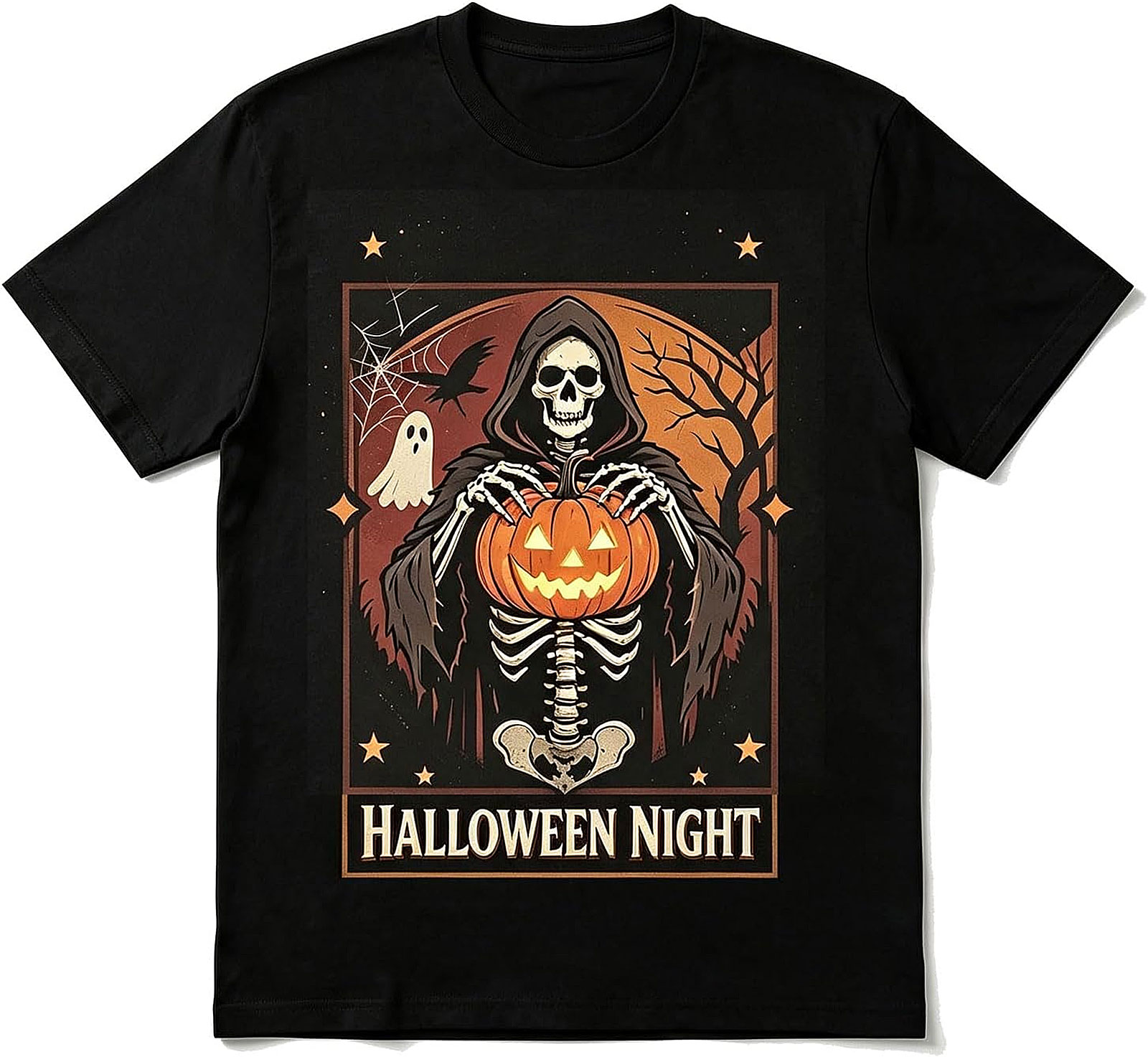 Grim Reaper & Haunted House Halloween T-Shirt