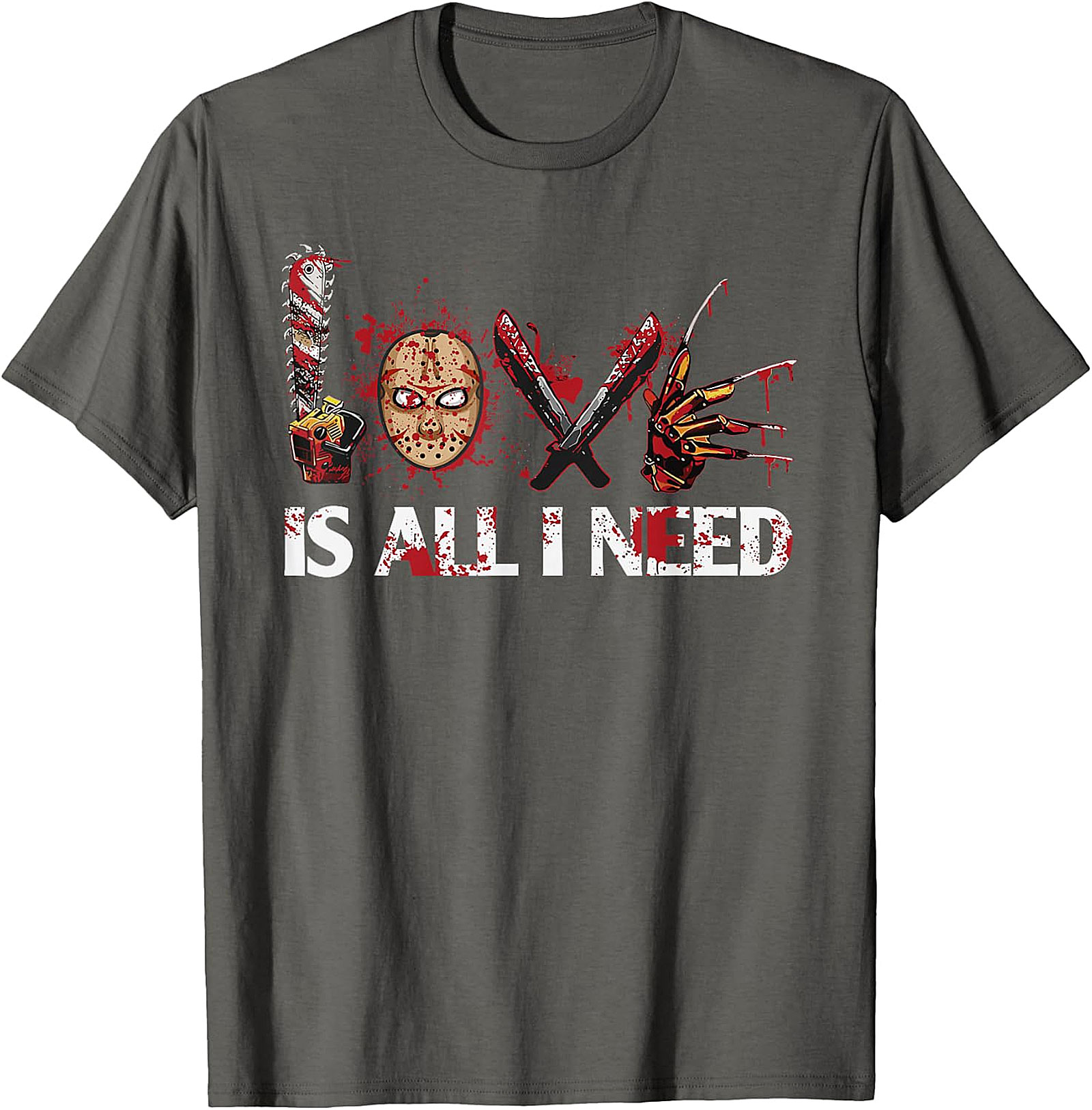 Horror Icons LOVE IS ALL I NEED T-Shirt - Slasher Fan Tee