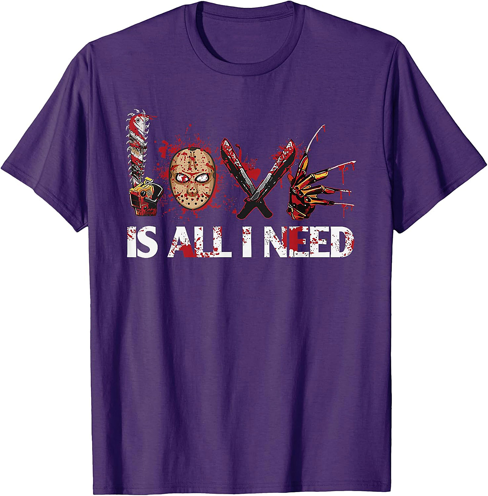 Horror Icons LOVE IS ALL I NEED T-Shirt - Slasher Fan Tee